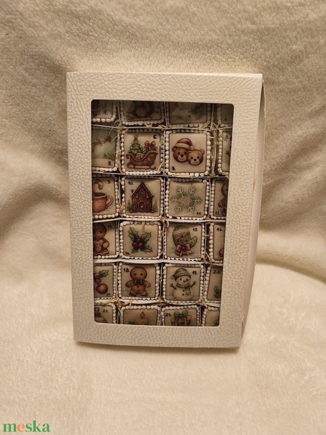 Egyedi adventi mézeskalács naptár - karácsony - karácsonyi ajándékozás - karácsonyi képeslap, üdvözlőlap, ajándékkísérő - Meska.hu