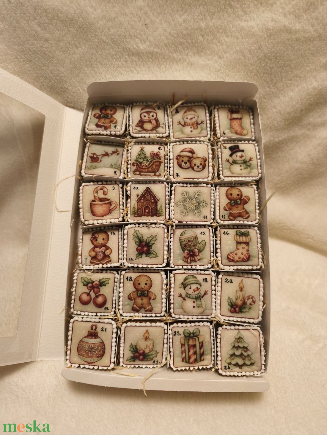 Egyedi adventi mézeskalács naptár - karácsony - karácsonyi ajándékozás - karácsonyi képeslap, üdvözlőlap, ajándékkísérő - Meska.hu