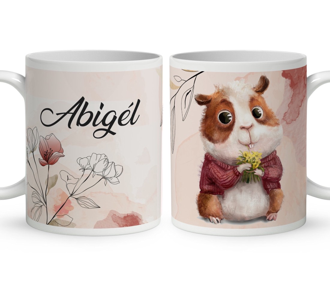 Kérd a neveddel - Cuki virágos tengerimalac mintás bögre - otthon & életmód - konyhafelszerelés, tálalás - tálalás - bögre & csésze - Meska.hu