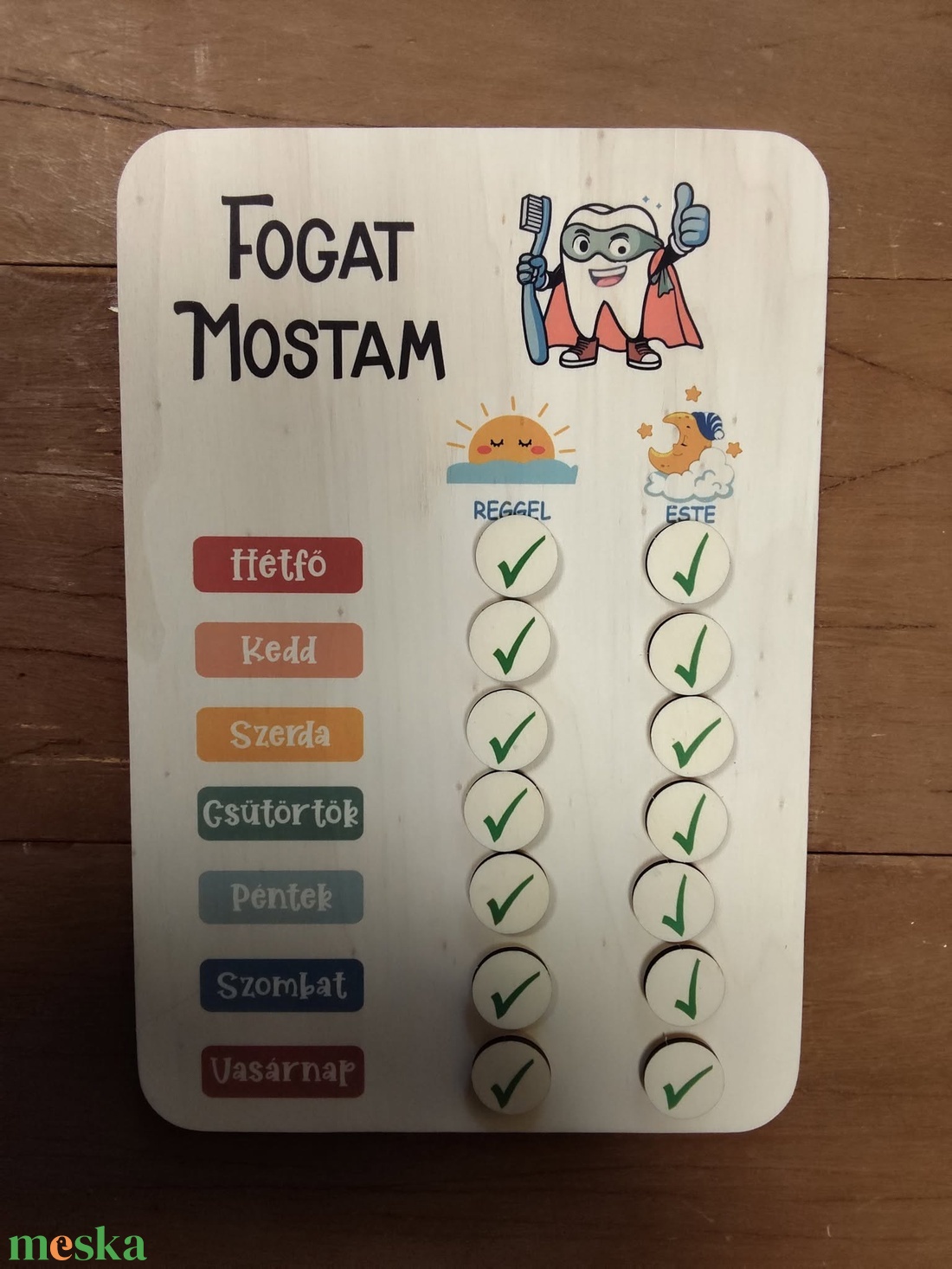 Fogmosás motivációs tábla gyerekeknek � heti reggeli és esti ellenőrző  - játék & sport - ovis felszerelés - egyéb ovis kiegészítő - Meska.hu