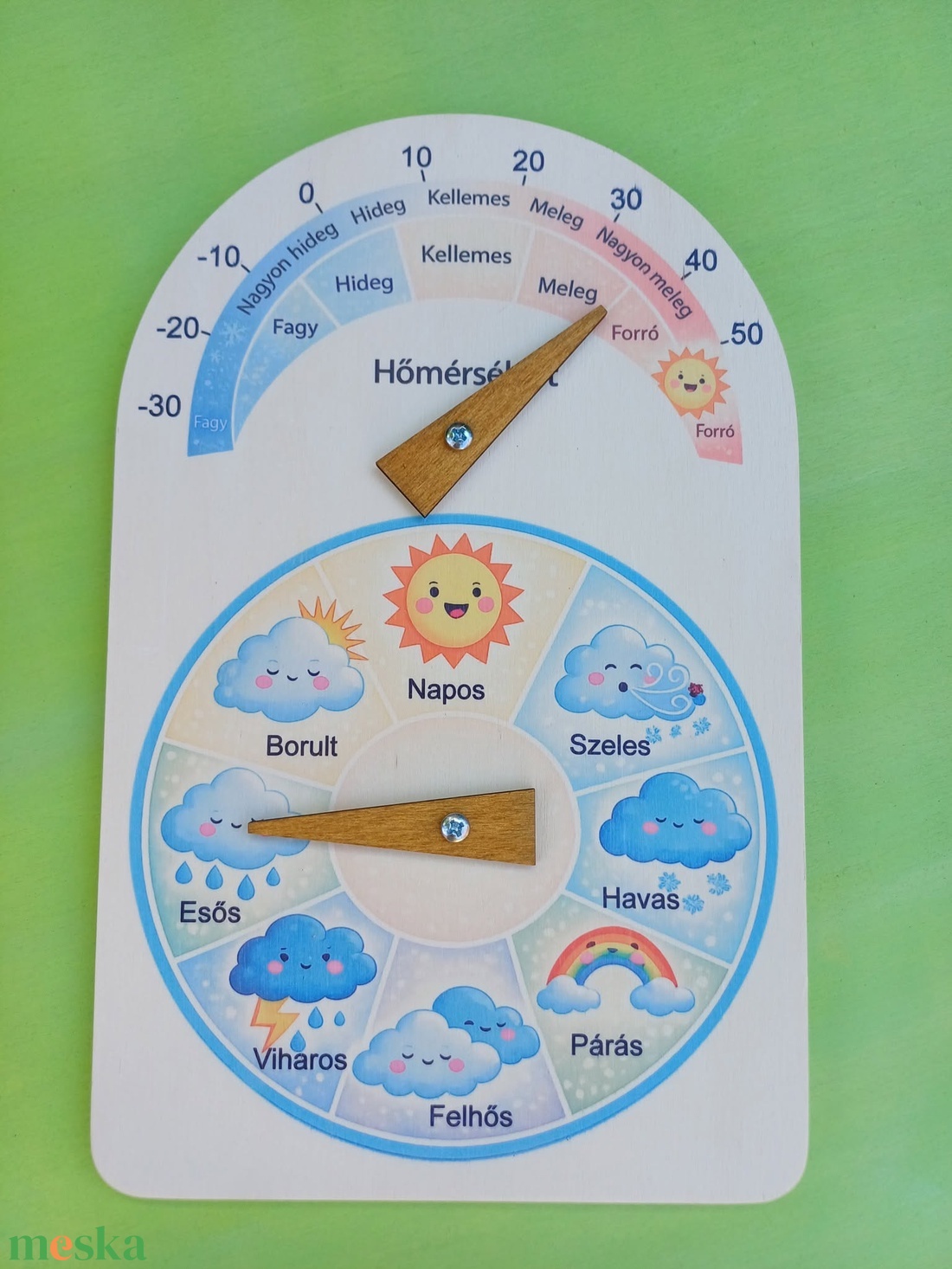 Montessori időjárás- és hőmérséklet-megfigyelő tábla - játék & sport - készségfejlesztő és logikai játék - oktató játékok - Meska.hu