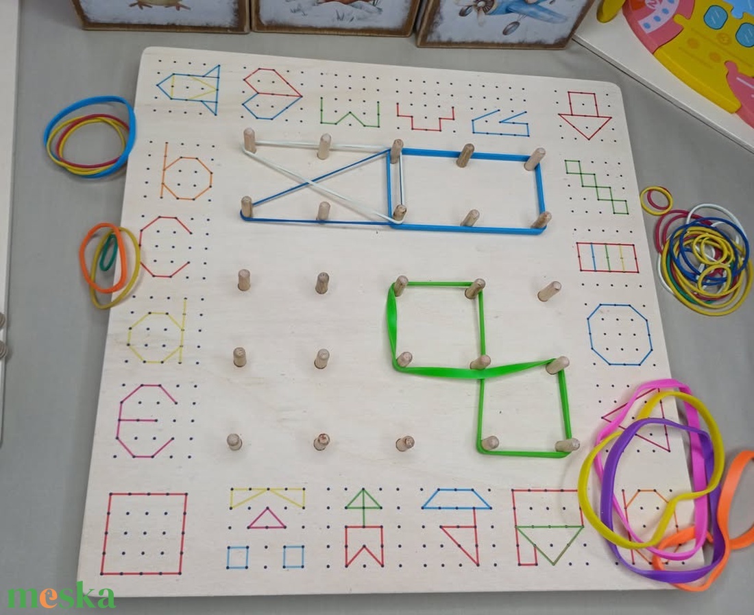 Montessori geotábla színes gumikkal � formaalkotó fejlesztőjáték - játék & sport - készségfejlesztő és logikai játék - oktató játékok - Meska.hu