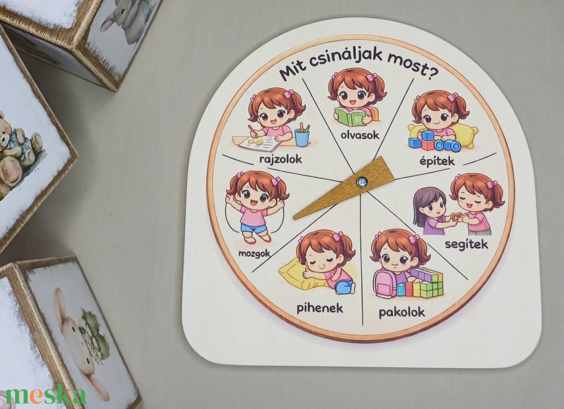 Mit csináljak most? � fa napi tevékenységválasztó kerék gyerekeknek, forgatható mutatóval - baba - mama - baba játékok - waldorf játékok - Meska.hu