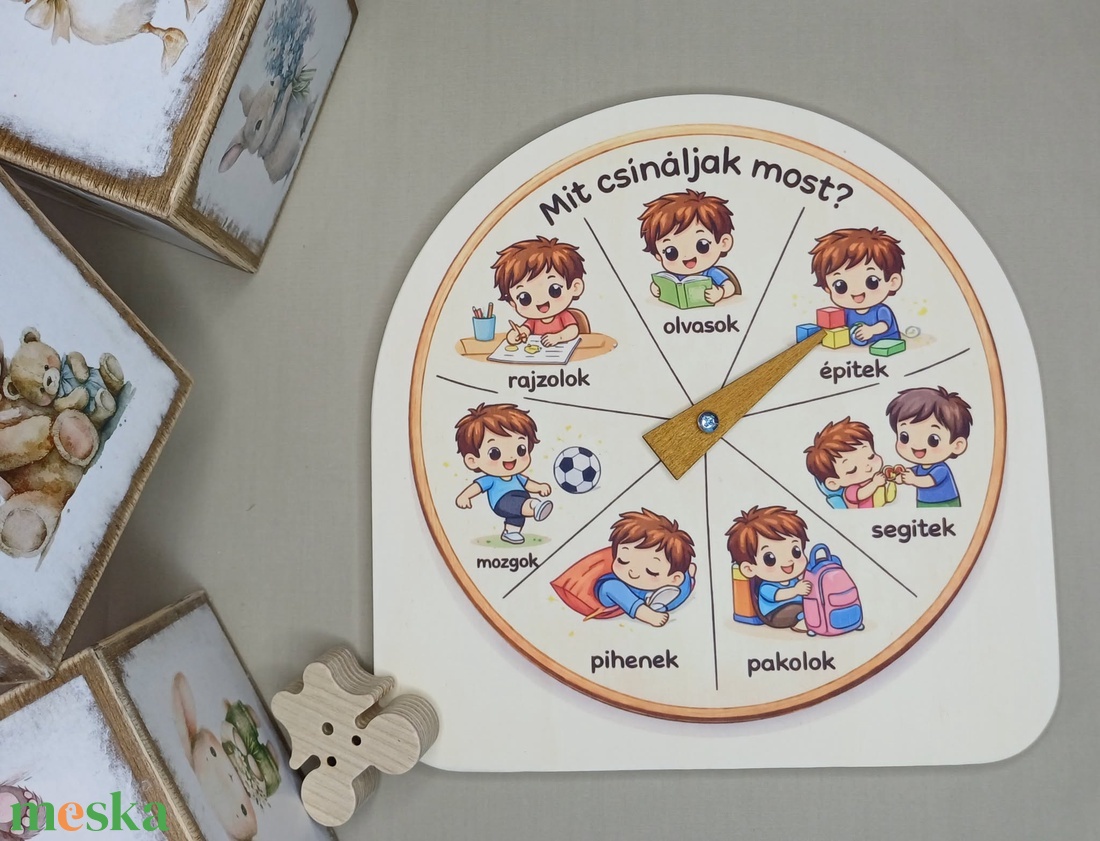 Mit csináljak most? � fa napi tevékenységválasztó kerék gyerekeknek, forgatható mutatóval - baba - mama - baba játékok - waldorf játékok - Meska.hu