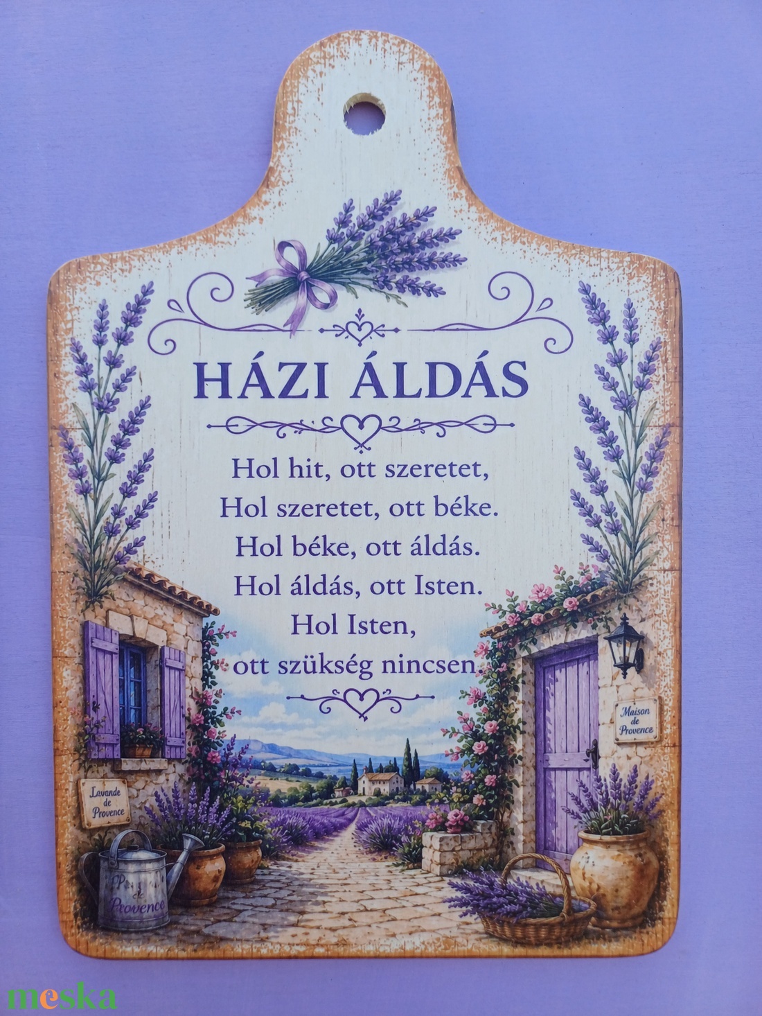 Házi áldás fa falikép � többféle mediterrán, levendulás és virágos mintával - otthon & életmód - vallás - házi áldás - Meska.hu