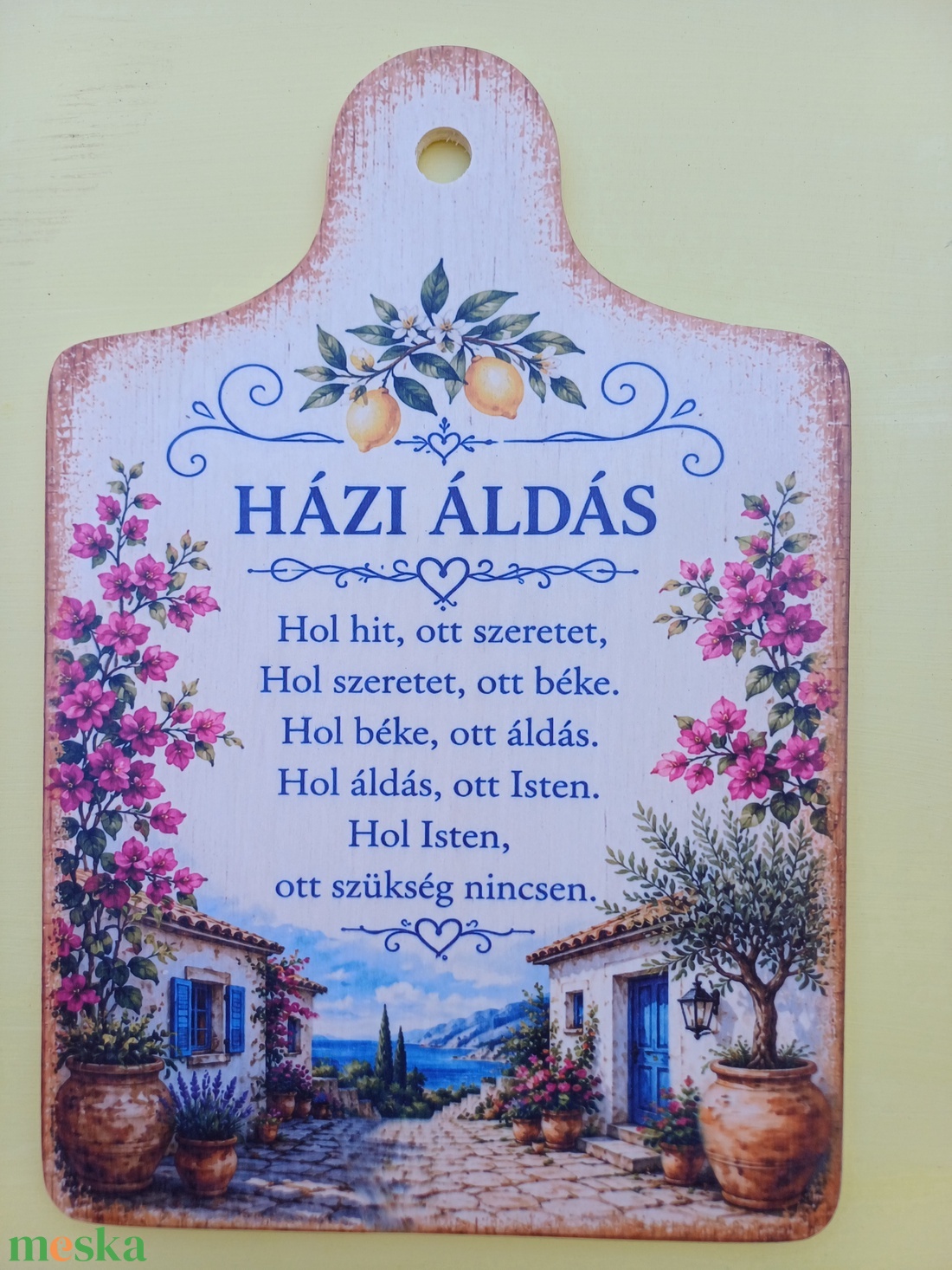 Házi áldás fa falikép � többféle mediterrán, levendulás és virágos mintával - otthon & életmód - vallás - házi áldás - Meska.hu