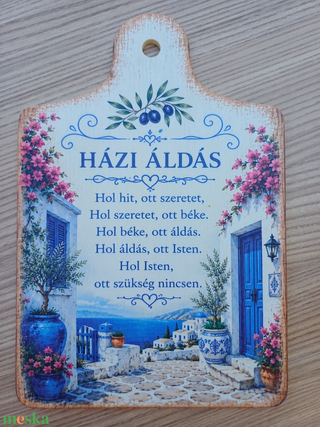 Házi áldás fa falikép � többféle mediterrán, levendulás és virágos mintával - otthon & életmód - vallás - házi áldás - Meska.hu