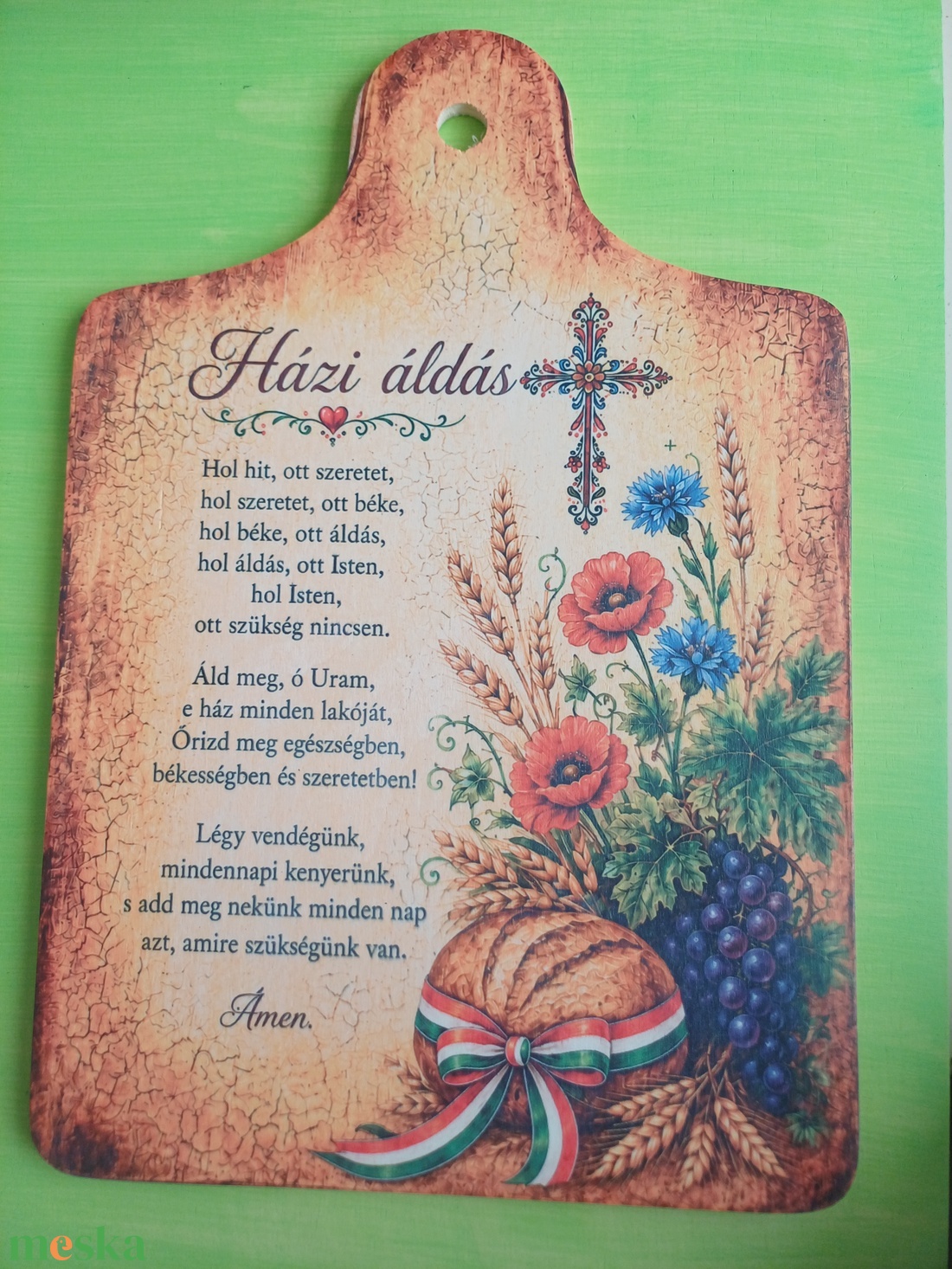 Házi áldás falikép � magyaros, búzakalászos fa dekoráció, többféle mintával - otthon & életmód - vallás - házi áldás - Meska.hu
