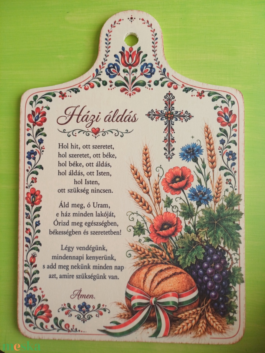 Házi áldás falikép � magyaros, búzakalászos fa dekoráció, többféle mintával - otthon & életmód - vallás - házi áldás - Meska.hu