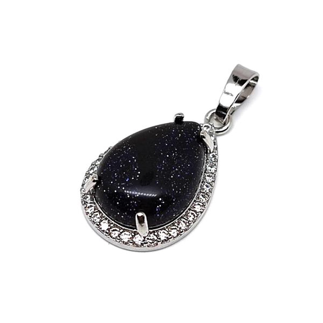 Csepp medál fém str Goldstone kék 17x25mm - ékszer - nyaklánc - medál - Meska.hu
