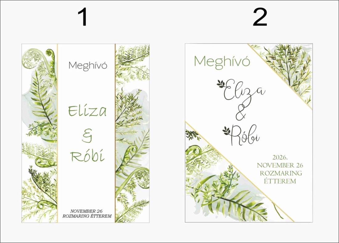 Zöld leveles esküvői meghívó - esküvő - meghívó & kártya - meghívó - Meska.hu