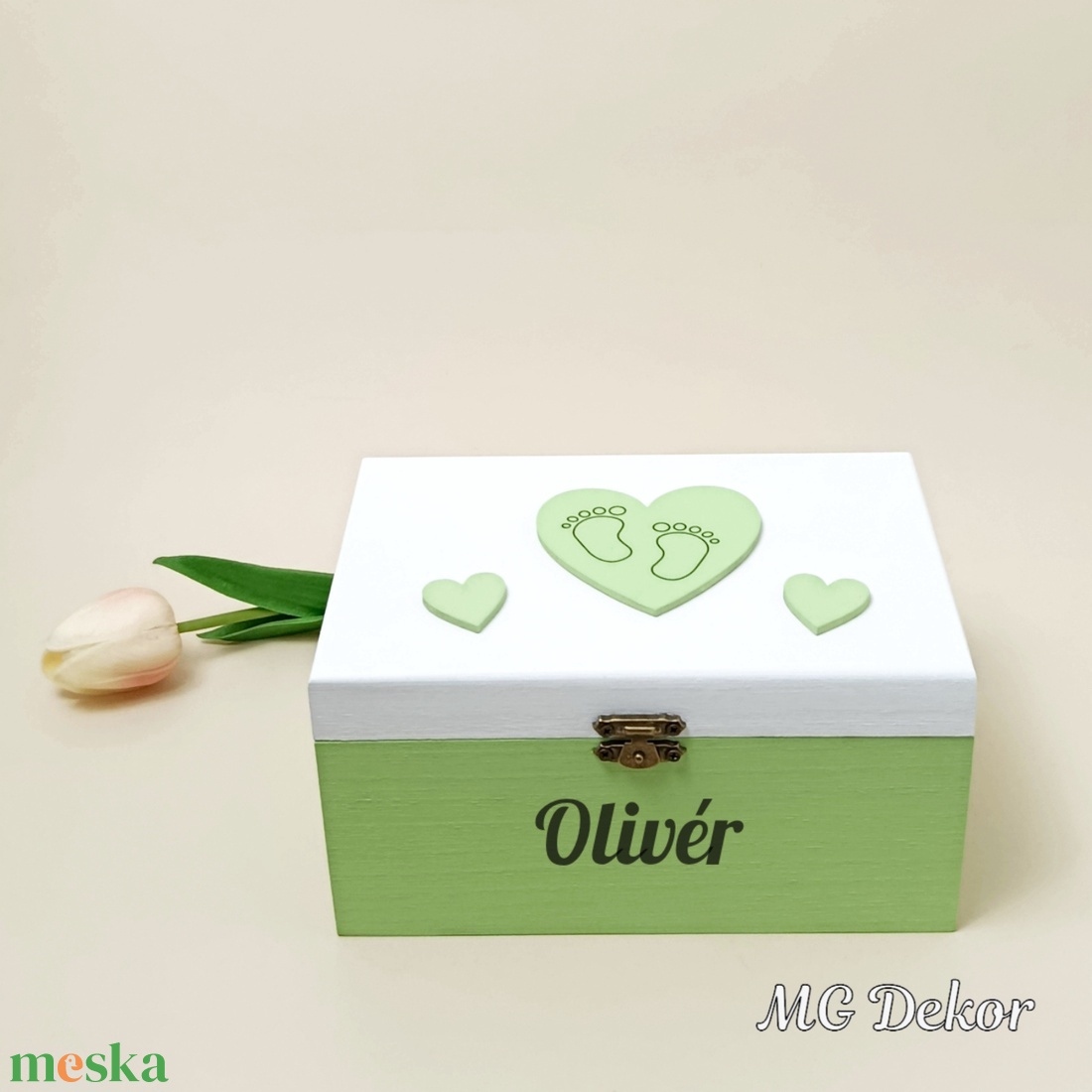 Emlékgyűjtő doboz - zöld  - otthon & életmód - babaszoba, gyerekszoba - babaszoba dekoráció - Meska.hu
