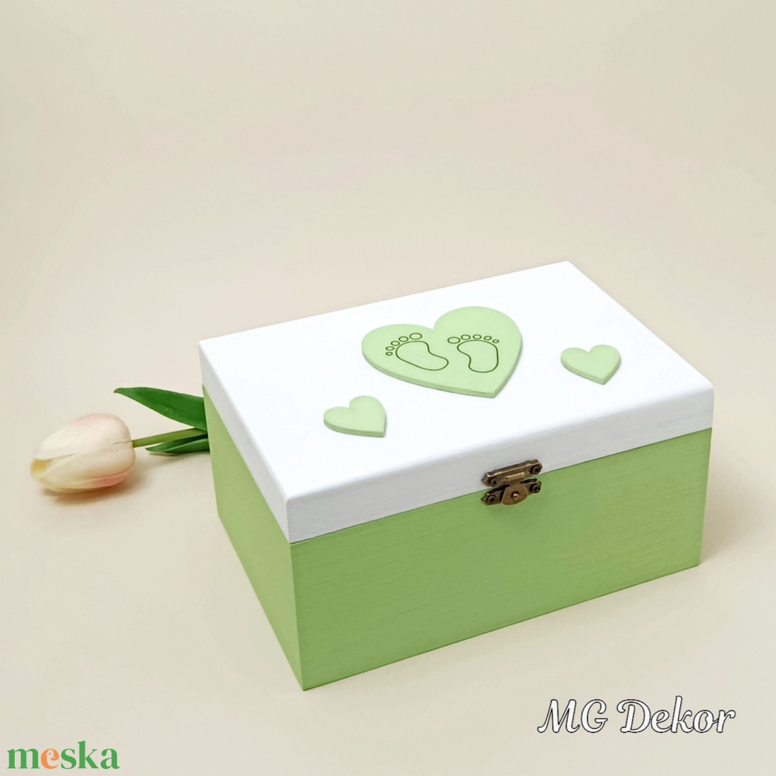 Emlékgyűjtő doboz - zöld  - otthon & életmód - babaszoba, gyerekszoba - babaszoba dekoráció - Meska.hu