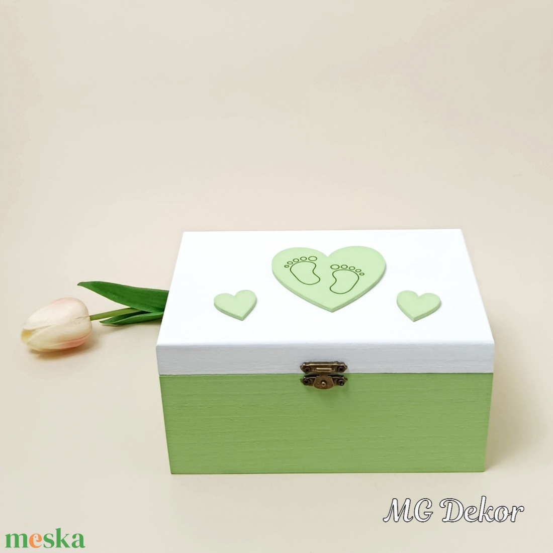 Emlékgyűjtő doboz - zöld  - otthon & életmód - babaszoba, gyerekszoba - babaszoba dekoráció - Meska.hu