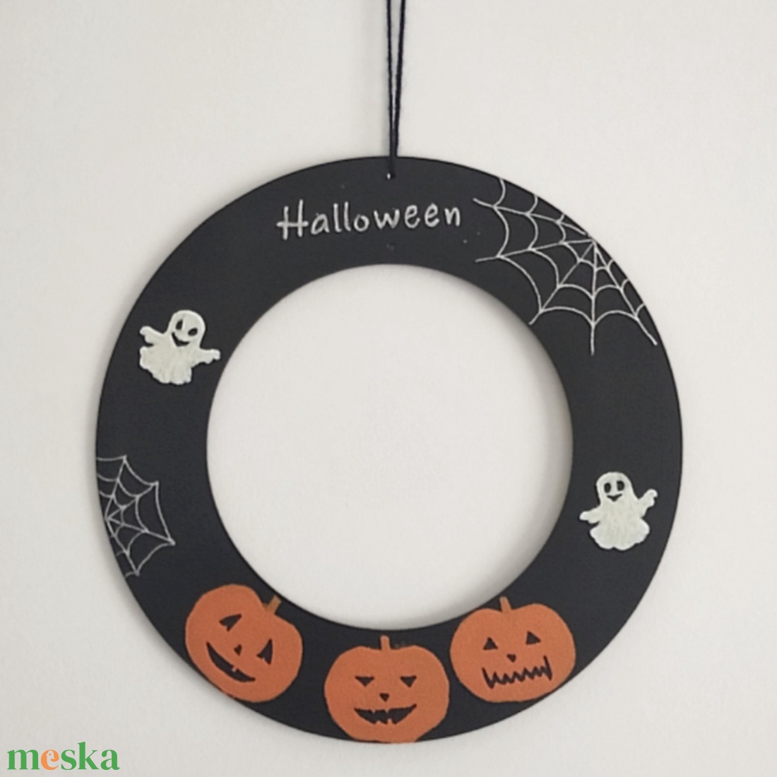 Halloweeni ajtódísz - fekete kopogtató  - otthon & életmód - dekoráció - halloween - halloweeni ajtódíszek és ablakdíszek - Meska.hu