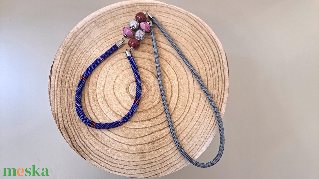 Hosszú horgolt lánc,királykék - ékszer - nyaklánc - hosszú nyaklánc - Meska.hu