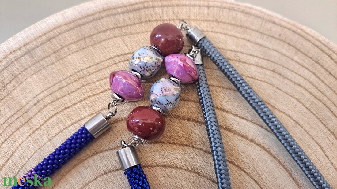 Hosszú horgolt lánc,királykék - ékszer - nyaklánc - hosszú nyaklánc - Meska.hu