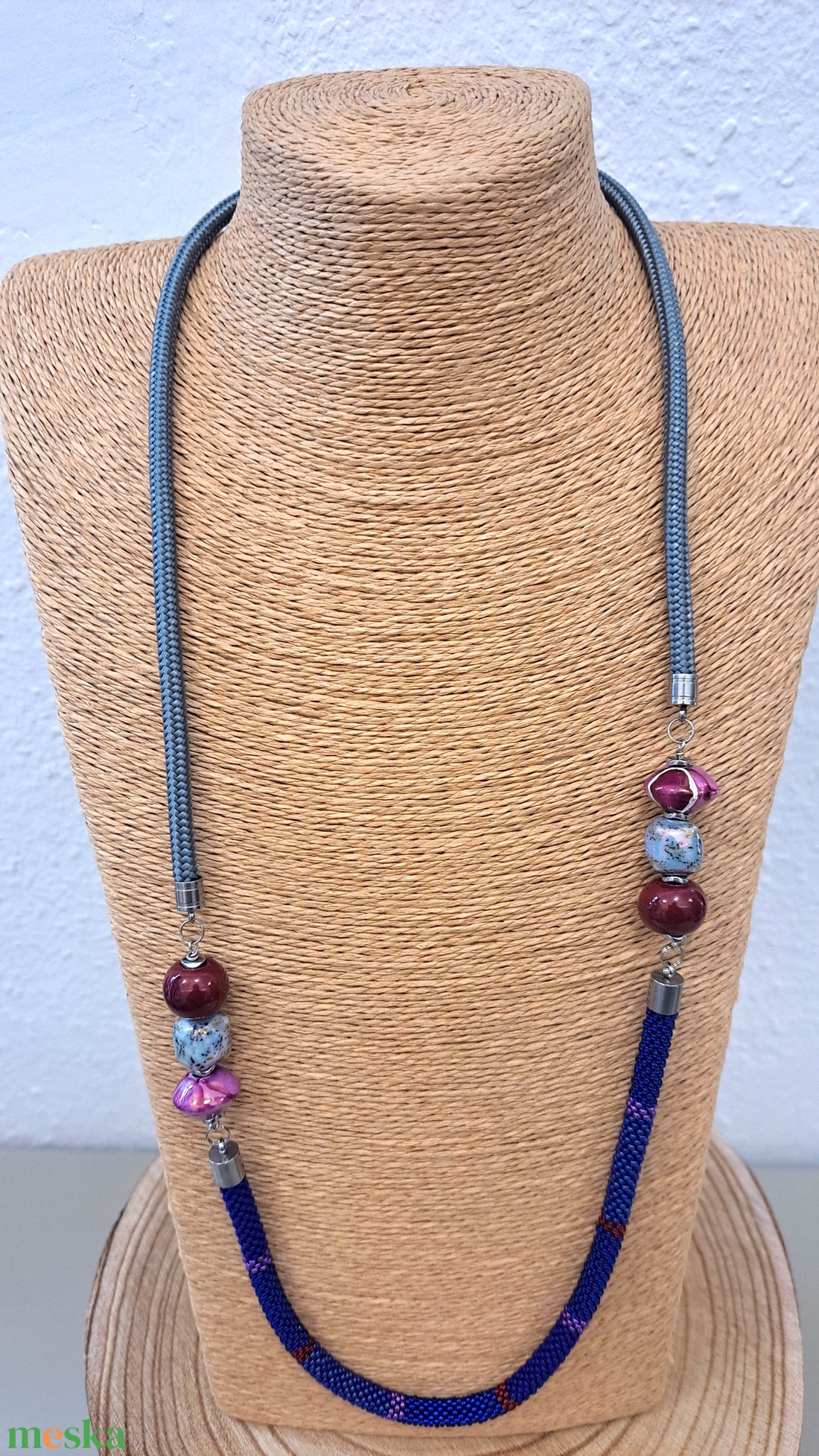 Hosszú horgolt lánc,királykék - ékszer - nyaklánc - hosszú nyaklánc - Meska.hu