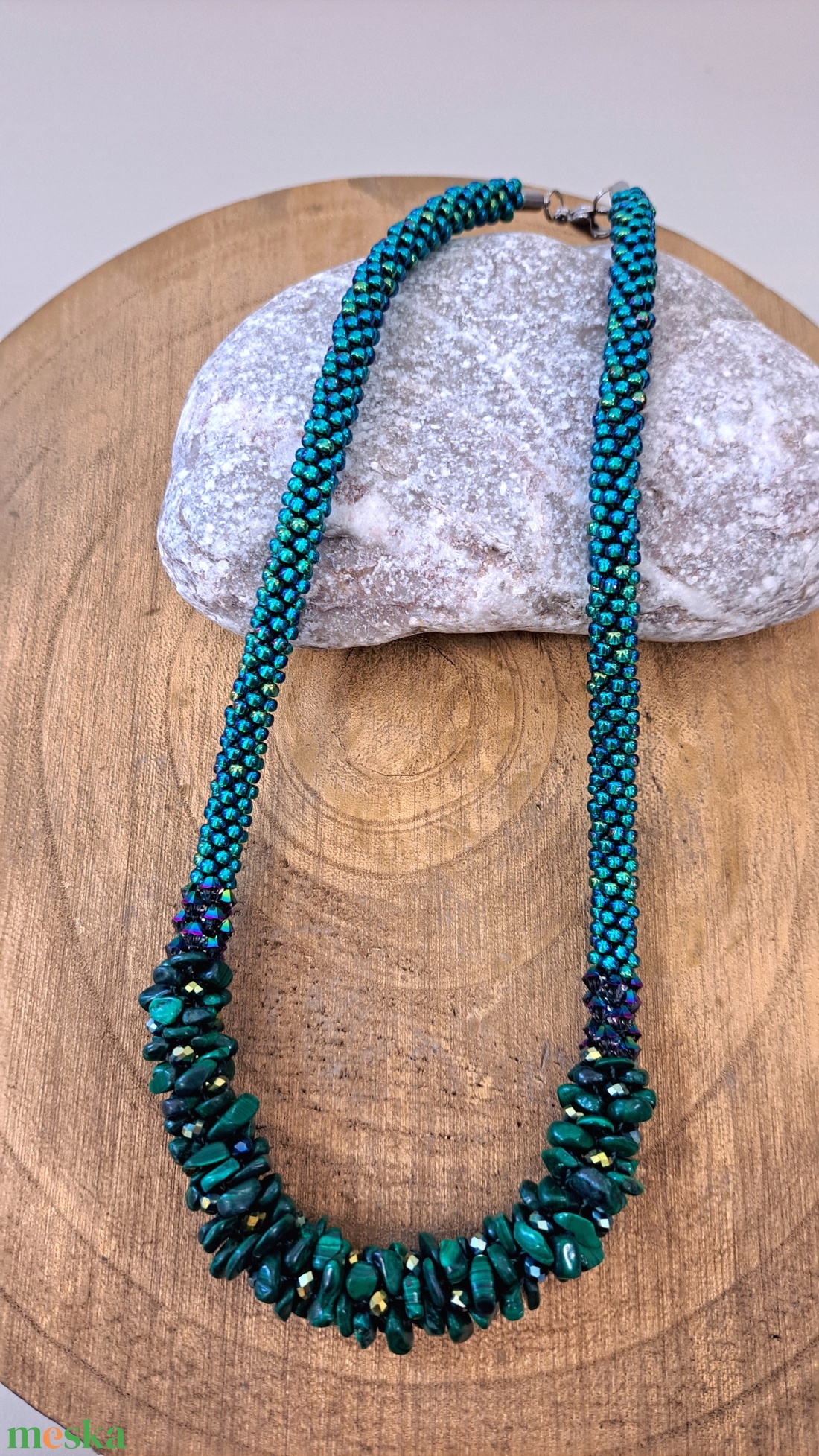 Malachit lánc - ékszer - nyaklánc - medál nélküli nyaklánc - Meska.hu