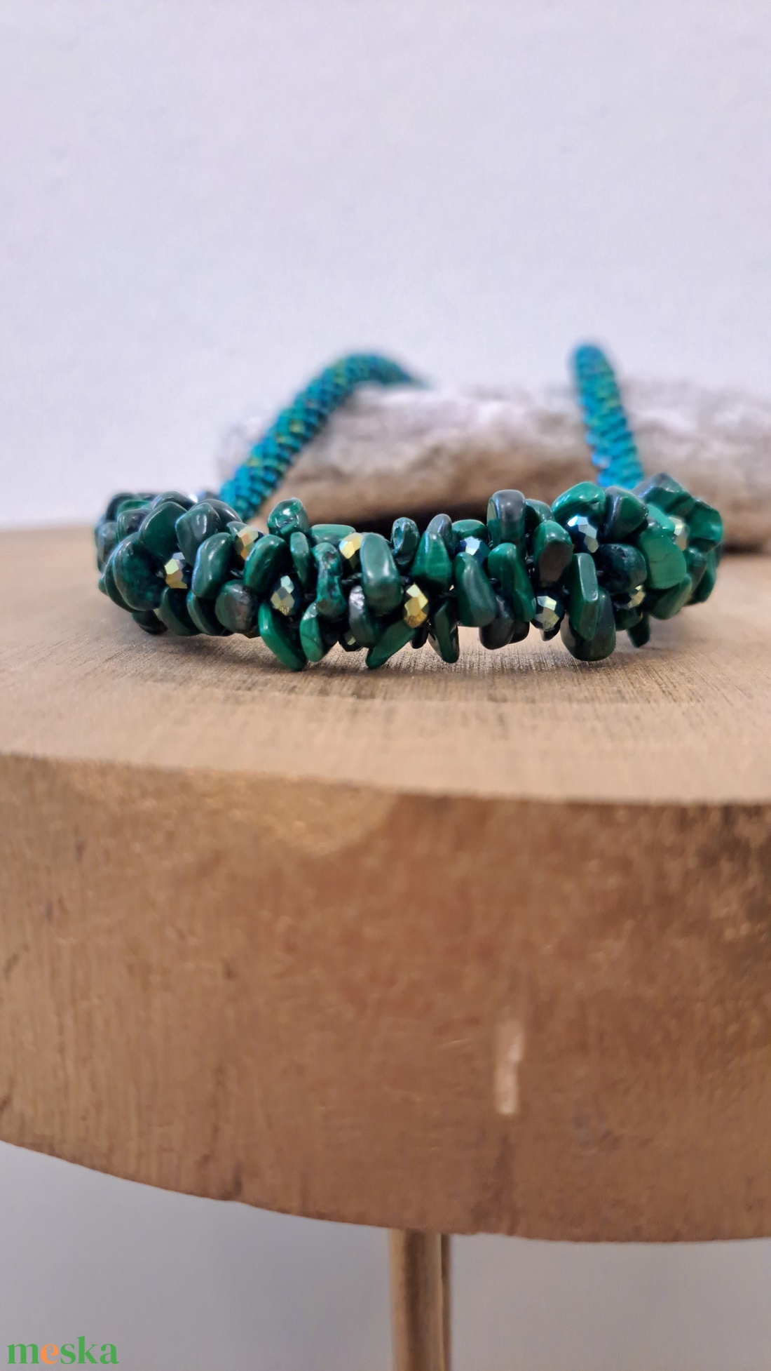 Malachit lánc - ékszer - nyaklánc - medál nélküli nyaklánc - Meska.hu