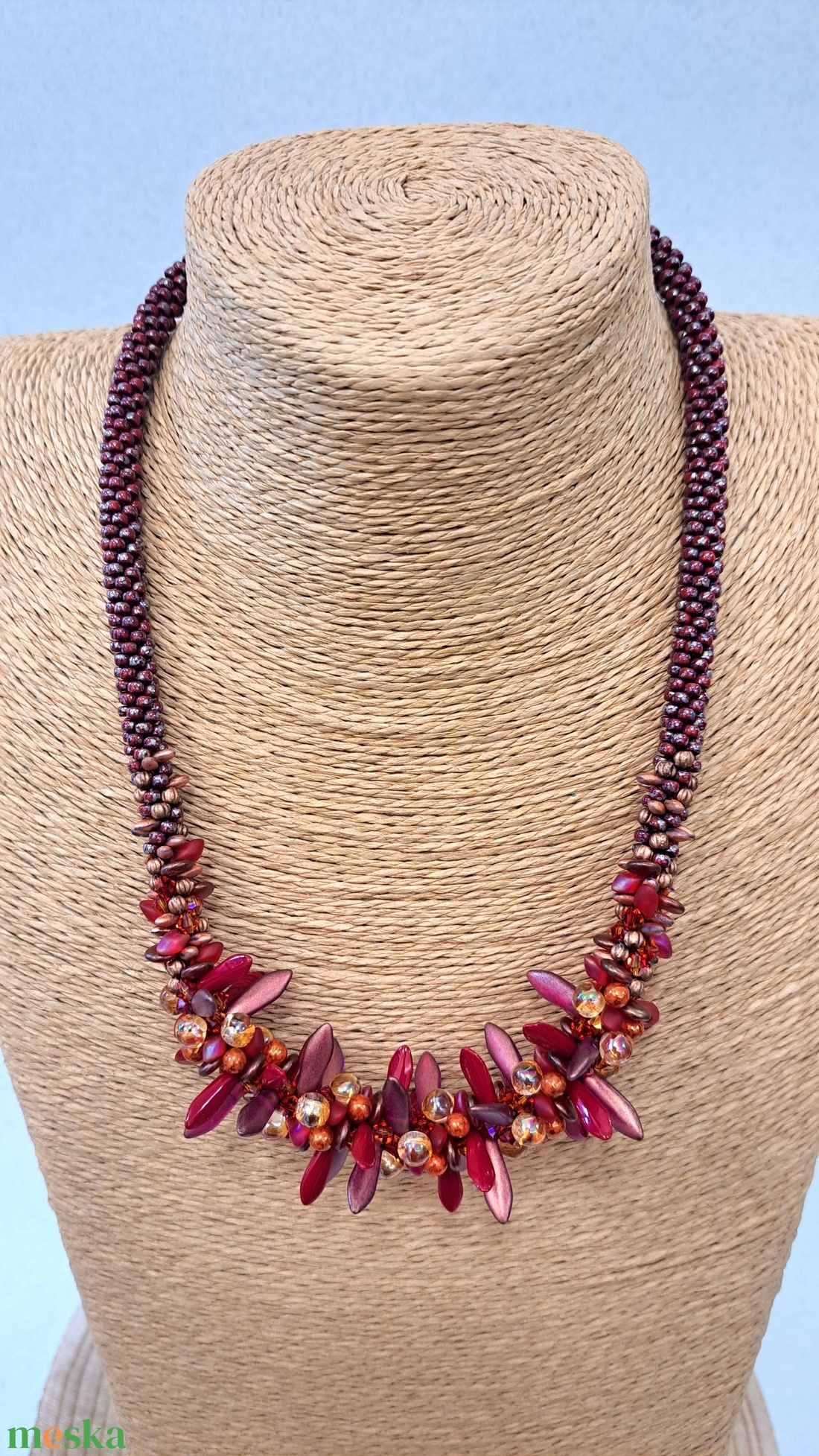 Tüske lánc bordó - ékszer - nyaklánc - medál nélküli nyaklánc - Meska.hu