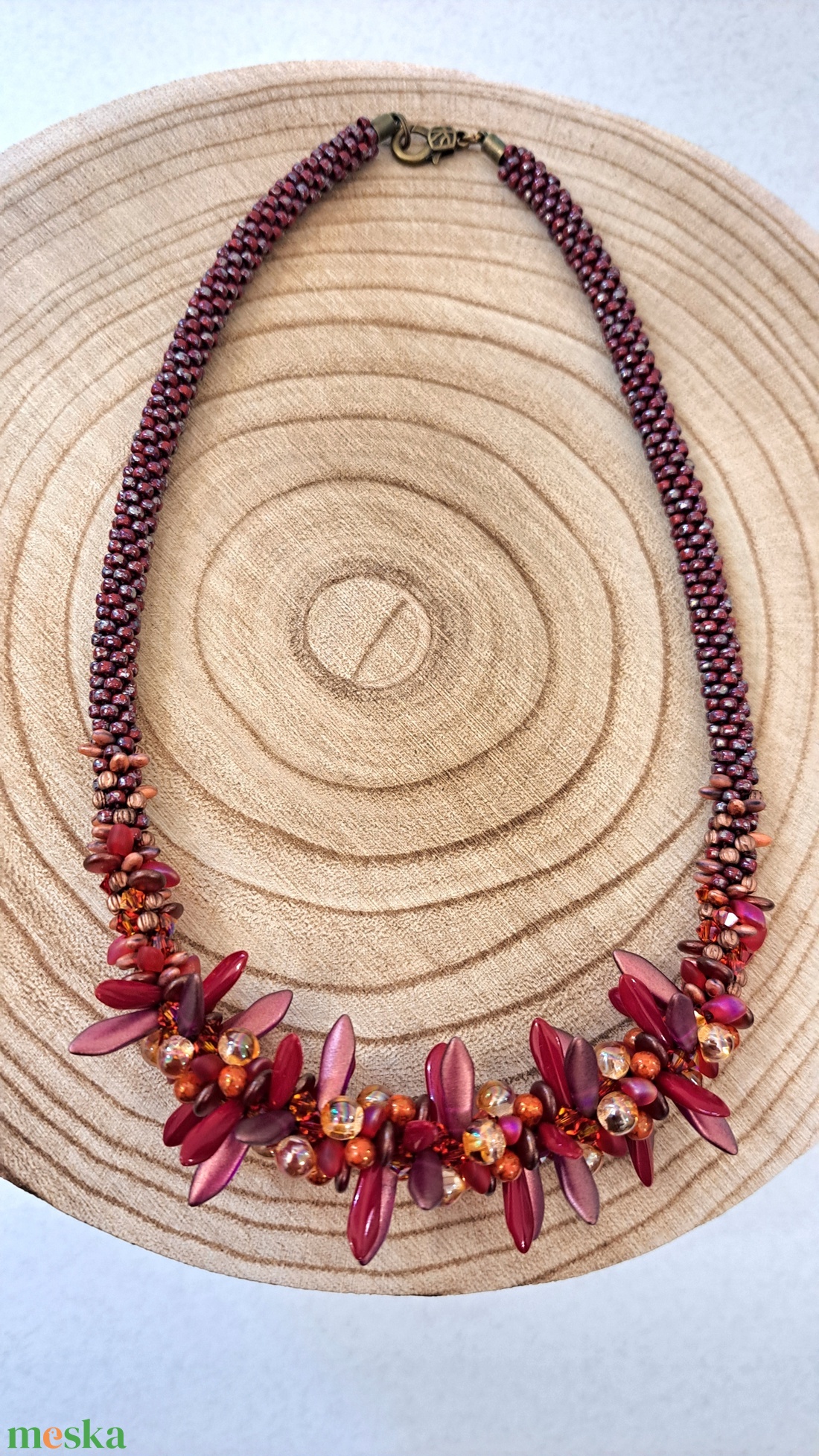 Tüske lánc bordó - ékszer - nyaklánc - medál nélküli nyaklánc - Meska.hu