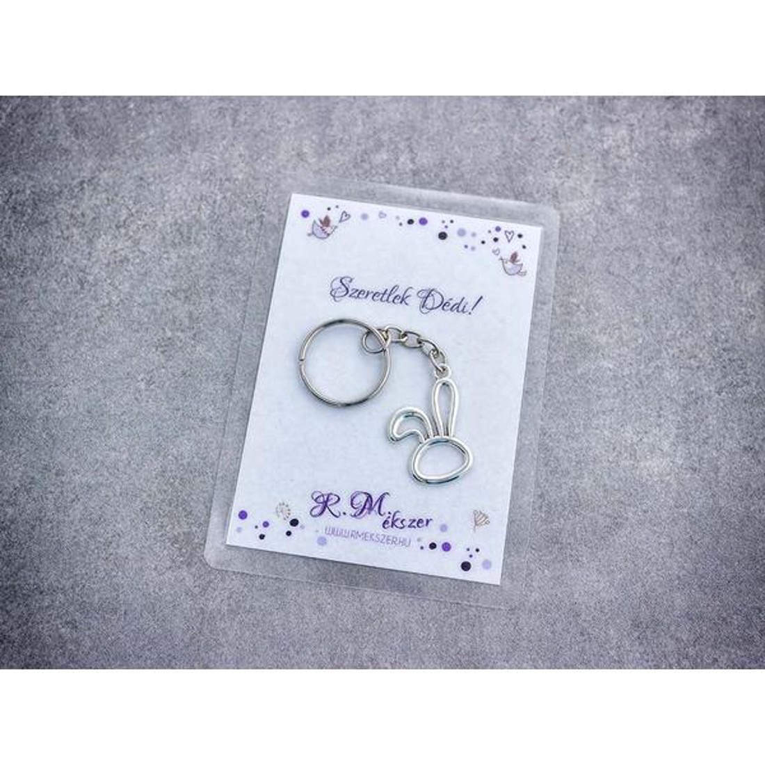 Szeretlek Dédi egyszerű nyuszi medálos kulcstartó - táska & tok - kulcstartó & táskadísz - kulcstartó - Meska.hu