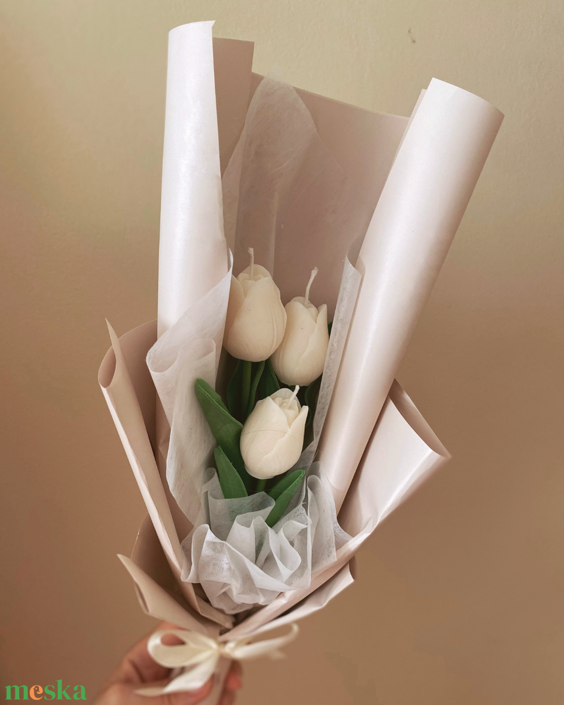 Gyertya tulipáncsokor (szójagyertyából) - kézműves ajándék bármilyen alkalomra - otthon & életmód - gyertya, illat, aroma - gyertya - Meska.hu