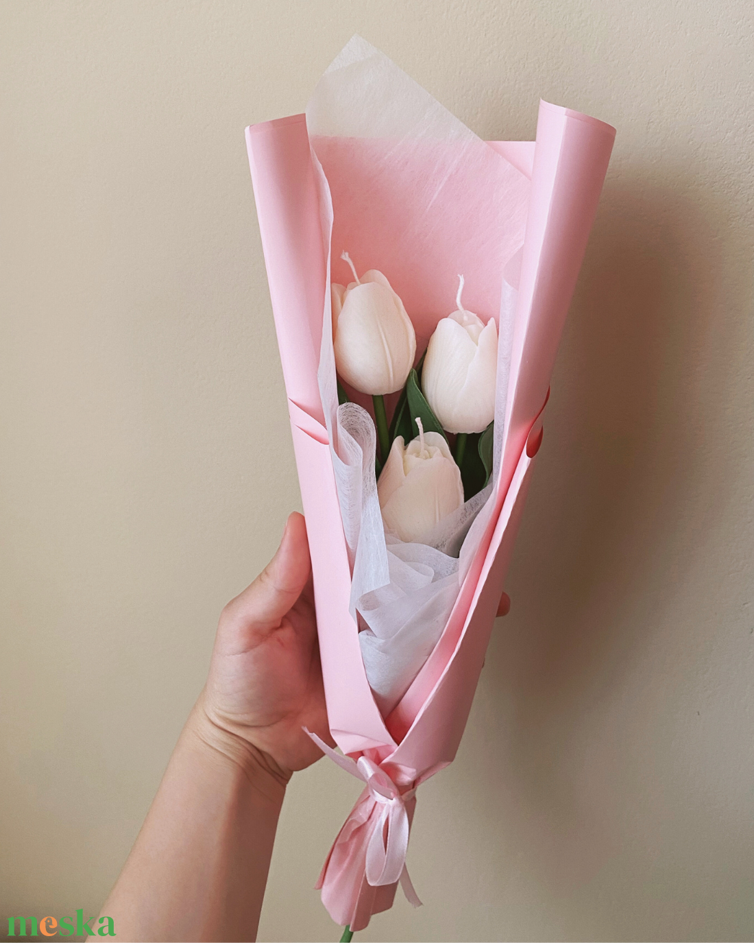 Gyertya tulipáncsokor (szójagyertyából) - kézműves ajándék bármilyen alkalomra - otthon & életmód - gyertya, illat, aroma - gyertya - Meska.hu