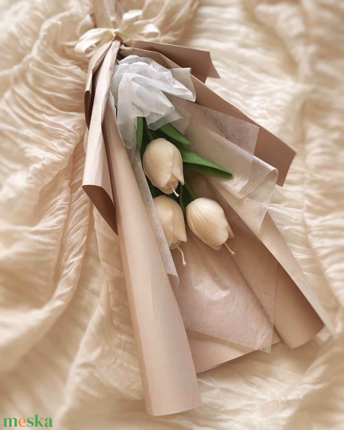 Gyertya tulipáncsokor (szójagyertyából) - kézműves ajándék bármilyen alkalomra - otthon & életmód - gyertya, illat, aroma - gyertya - Meska.hu
