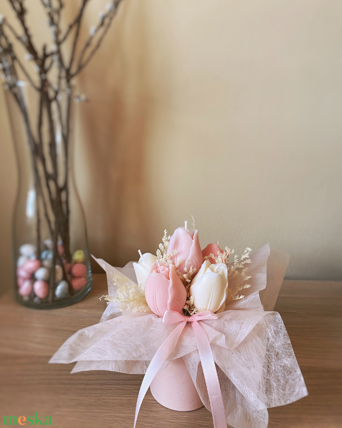Gyertya tulipánbox (szójagyertyából) - kézműves ajándék bármilyen alkalomra - otthon & életmód - gyertya, illat, aroma - gyertya - Meska.hu