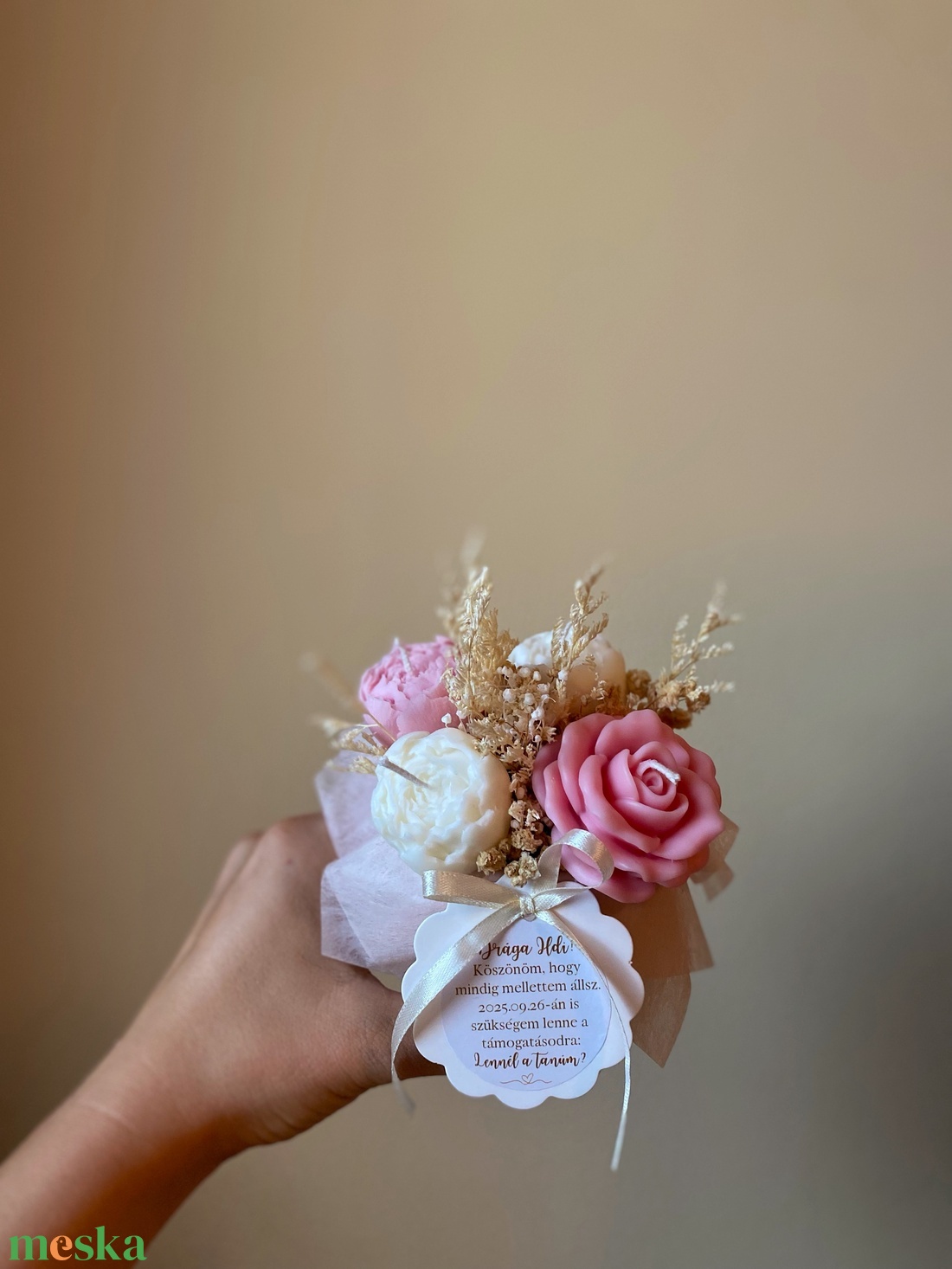 Bazsarózsa  (szójagyertyából) - kézműves ajándék bármilyen alkalomra - otthon & életmód - gyertya, illat, aroma - gyertya - Meska.hu