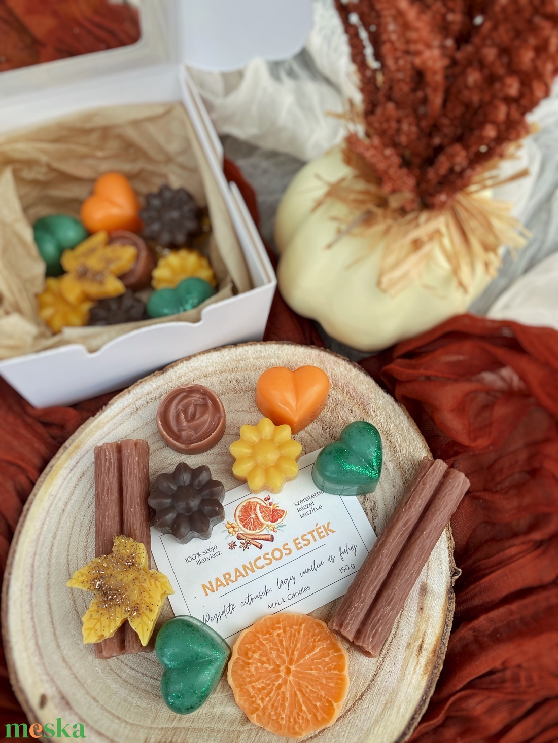 Narancsos-fahéjas illatviasz (szójaviaszból) - otthon & életmód - gyertya, illat, aroma - illatviasz - Meska.hu