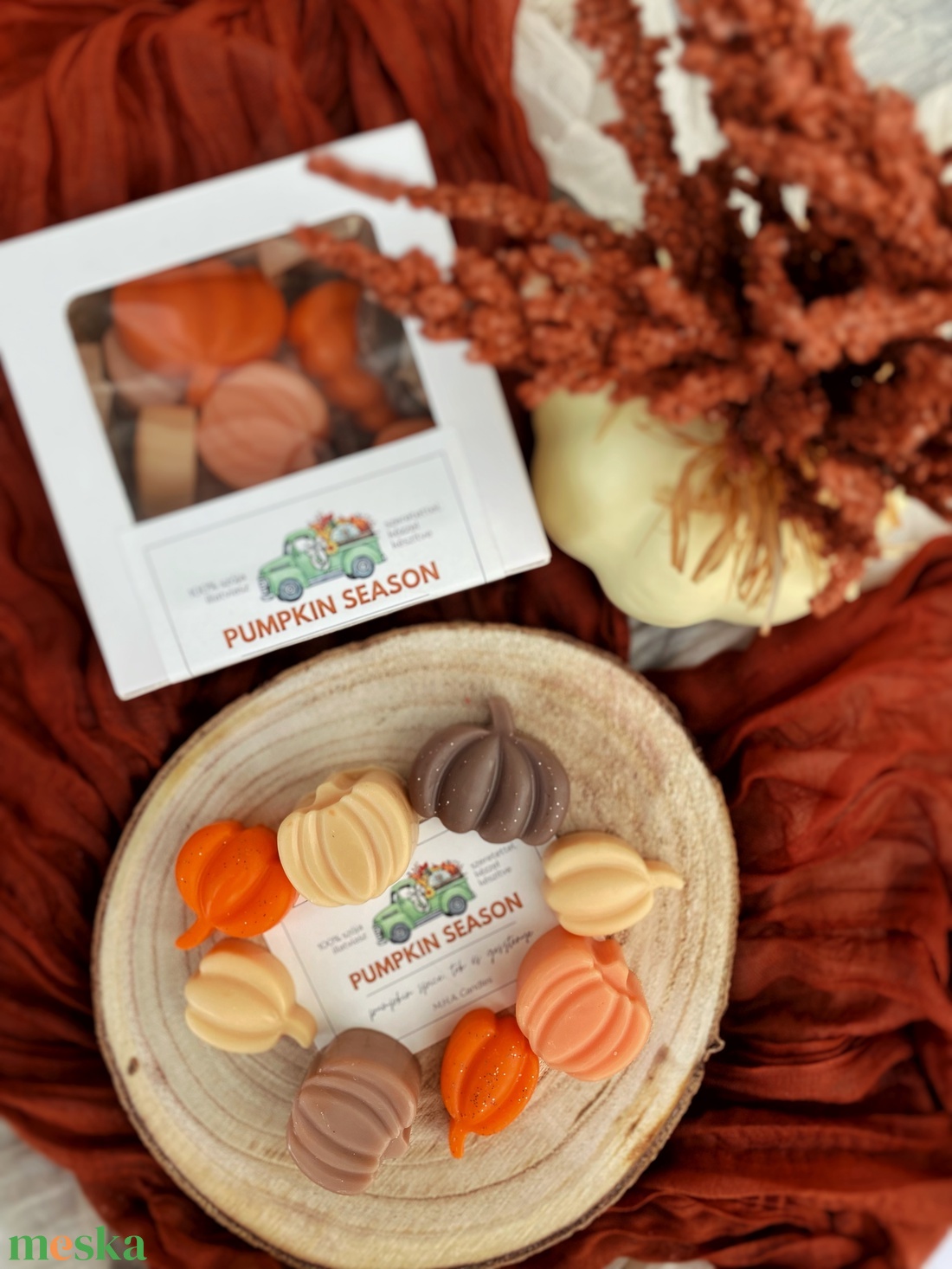 Pumpkin spice és tök-gesztenye illatú illatviasz (szójaviaszból) - otthon & életmód - gyertya, illat, aroma - illatviasz - Meska.hu