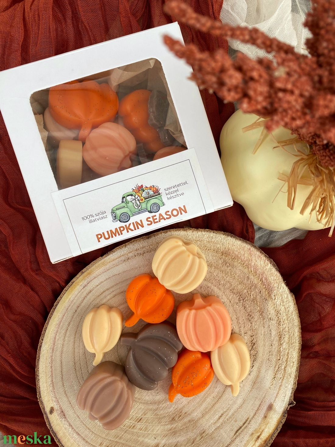 Pumpkin spice és tök-gesztenye illatú illatviasz (szójaviaszból) - otthon & életmód - gyertya, illat, aroma - illatviasz - Meska.hu