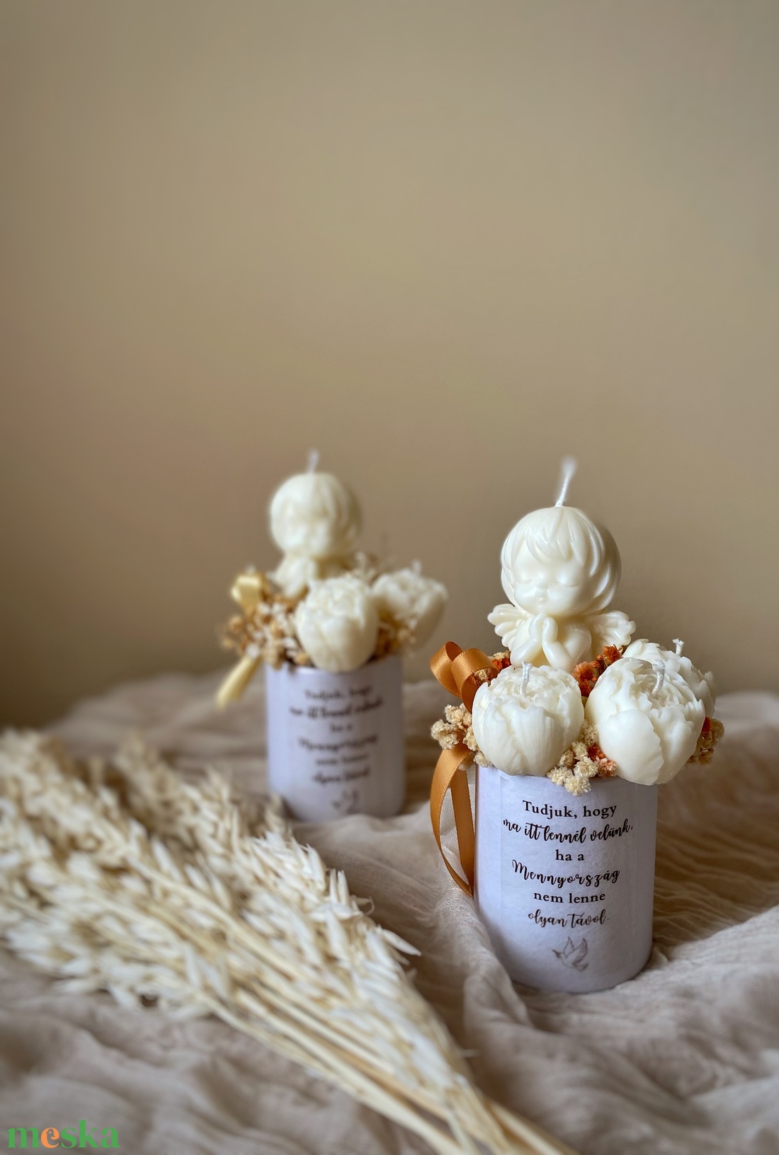 Gyertya virágbox (szójagyertyából), esküvői emlék gyertya - megemlékezés - otthon & életmód - gyertya, illat, aroma - gyertya - Meska.hu