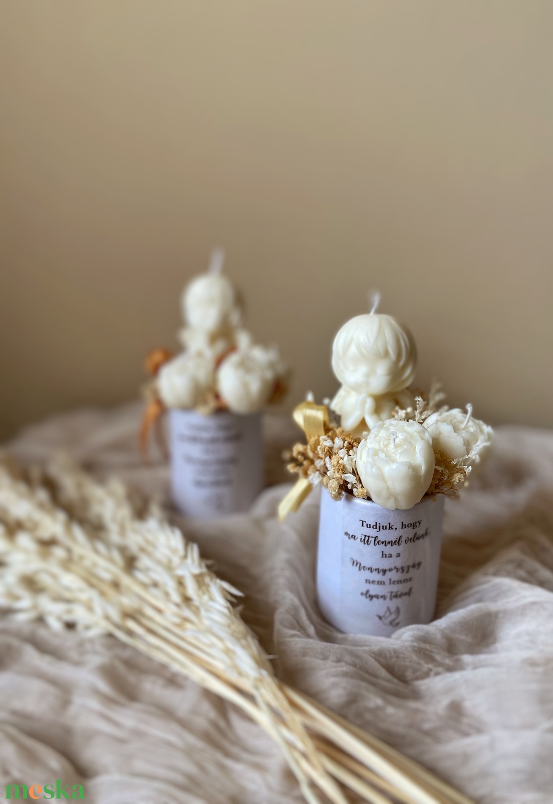 Gyertya virágbox (szójagyertyából), esküvői emlék gyertya - megemlékezés - otthon & életmód - gyertya, illat, aroma - gyertya - Meska.hu