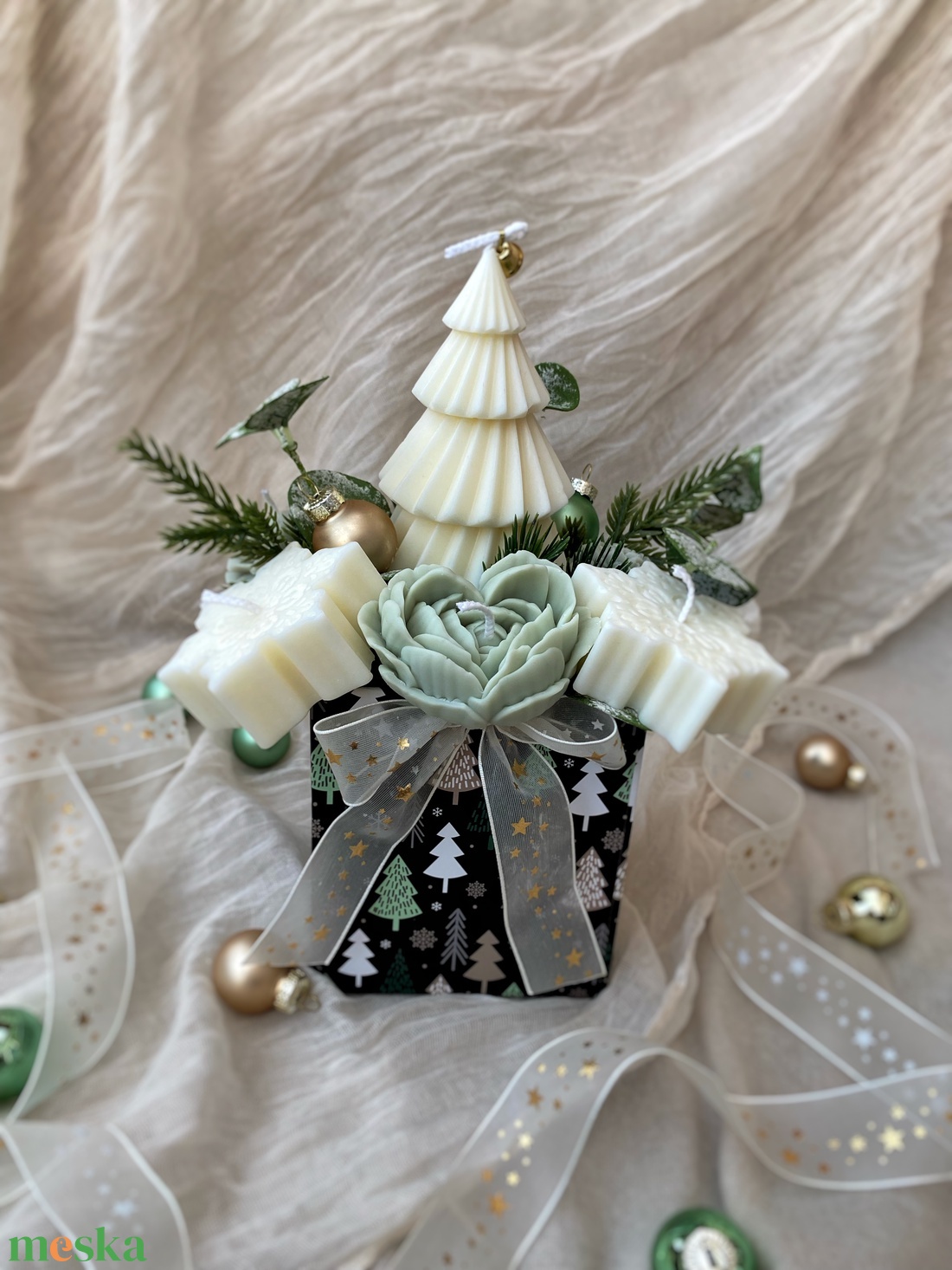 Gyertya virágbox (szójagyertyából) - kézműves ajándék bármilyen alkalomra - otthon & életmód - gyertya, illat, aroma - gyertya - Meska.hu