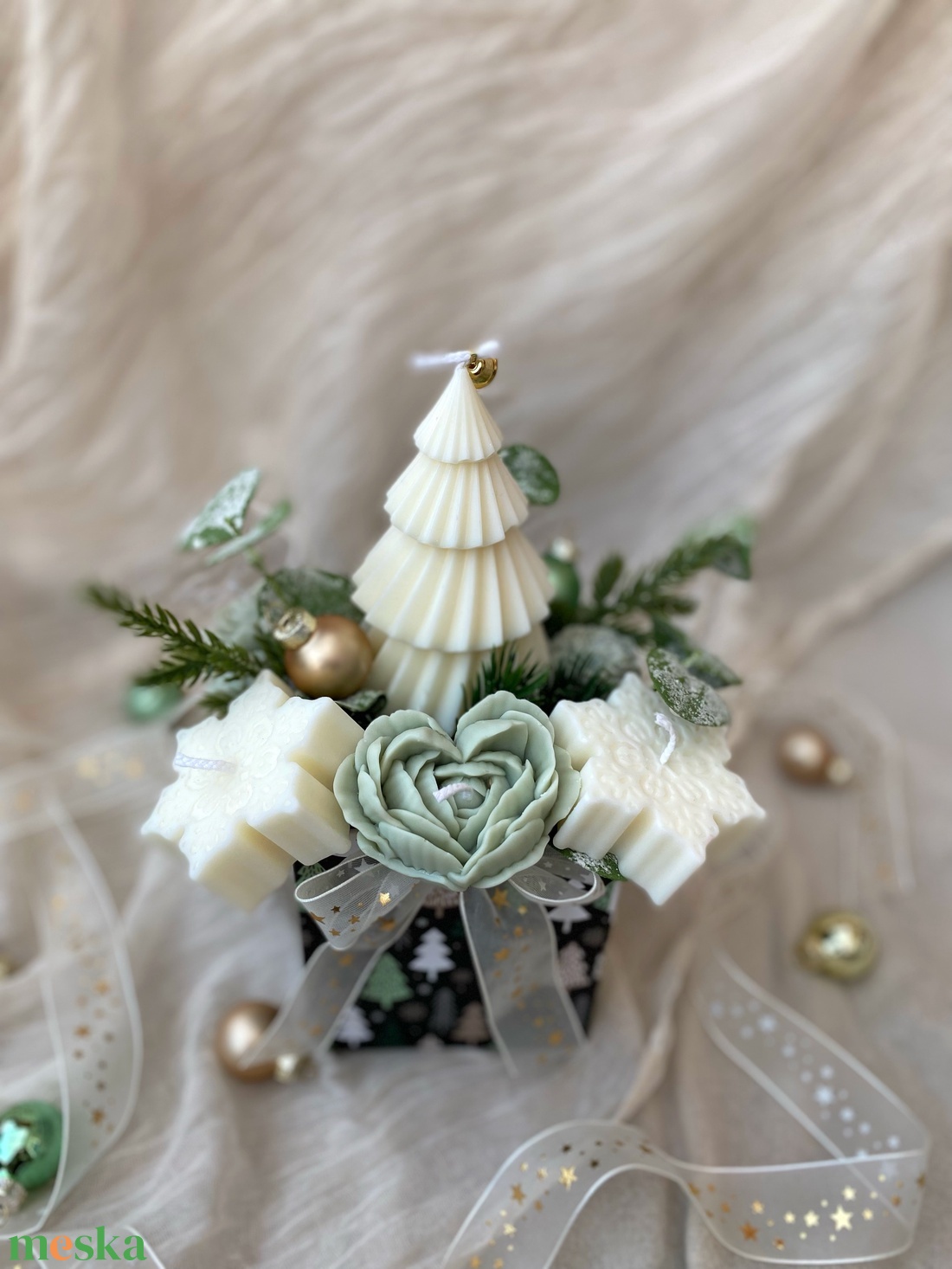 Gyertya virágbox (szójagyertyából) - kézműves ajándék bármilyen alkalomra - otthon & életmód - gyertya, illat, aroma - gyertya - Meska.hu