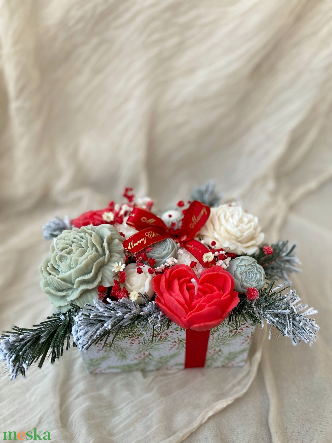 Gyertya virágbox (szójagyertyából) - kézműves ajándék bármilyen alkalomra - otthon & életmód - gyertya, illat, aroma - gyertya - Meska.hu