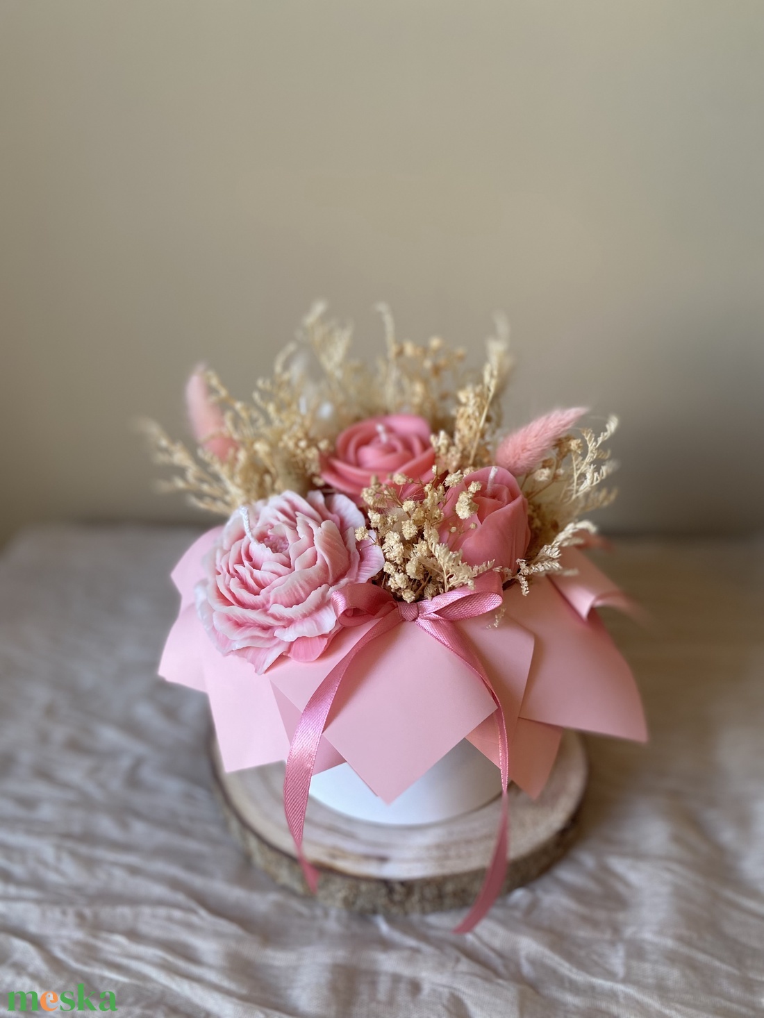 Gyertya virágbox (szójagyertyából) - kézműves ajándék bármilyen alkalomra - otthon & életmód - gyertya, illat, aroma - gyertya - Meska.hu