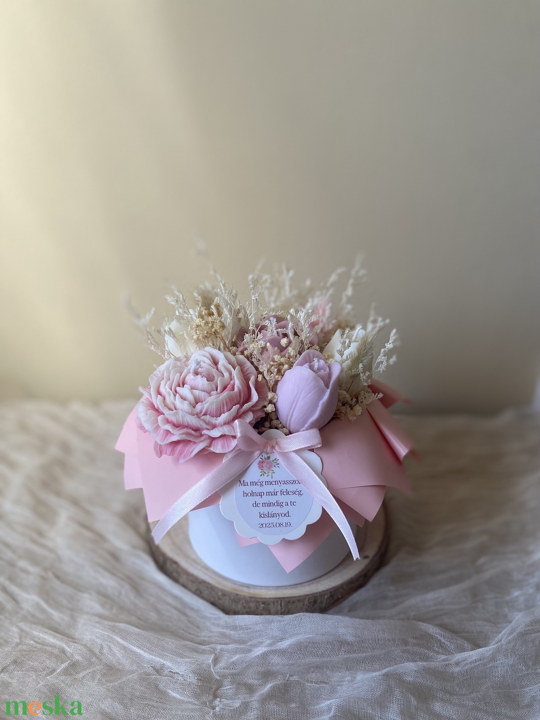Gyertya virágbox (szójagyertyából) - Ma még menyasszony../Ma még vőlegény-kézműves ajándék bármilyen alkalomra - otthon & életmód - gyertya, illat, aroma - gyertya - Meska.hu