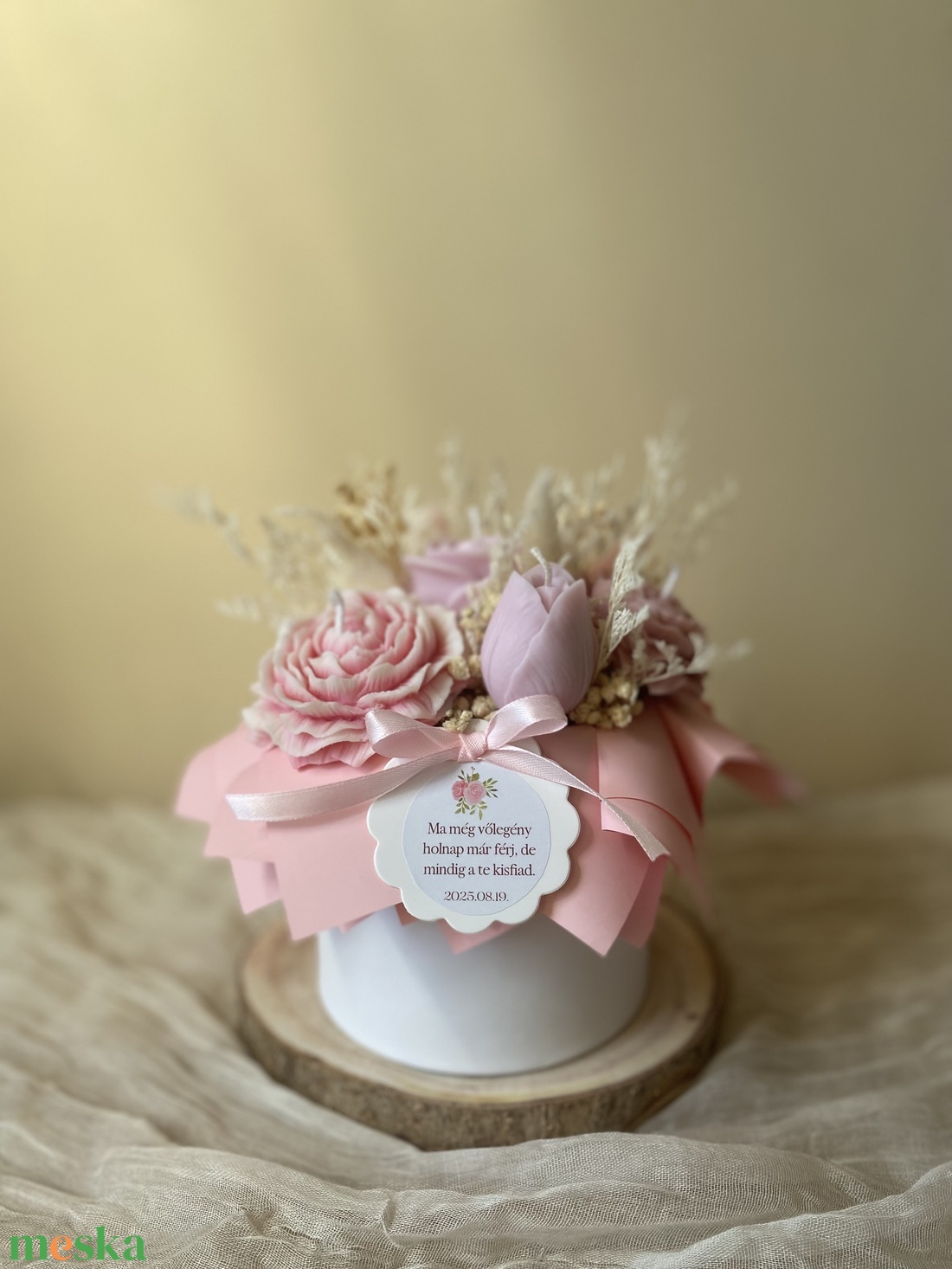 Gyertya virágbox (szójagyertyából) - Ma még menyasszony../Ma még vőlegény-kézműves ajándék bármilyen alkalomra - otthon & életmód - gyertya, illat, aroma - gyertya - Meska.hu