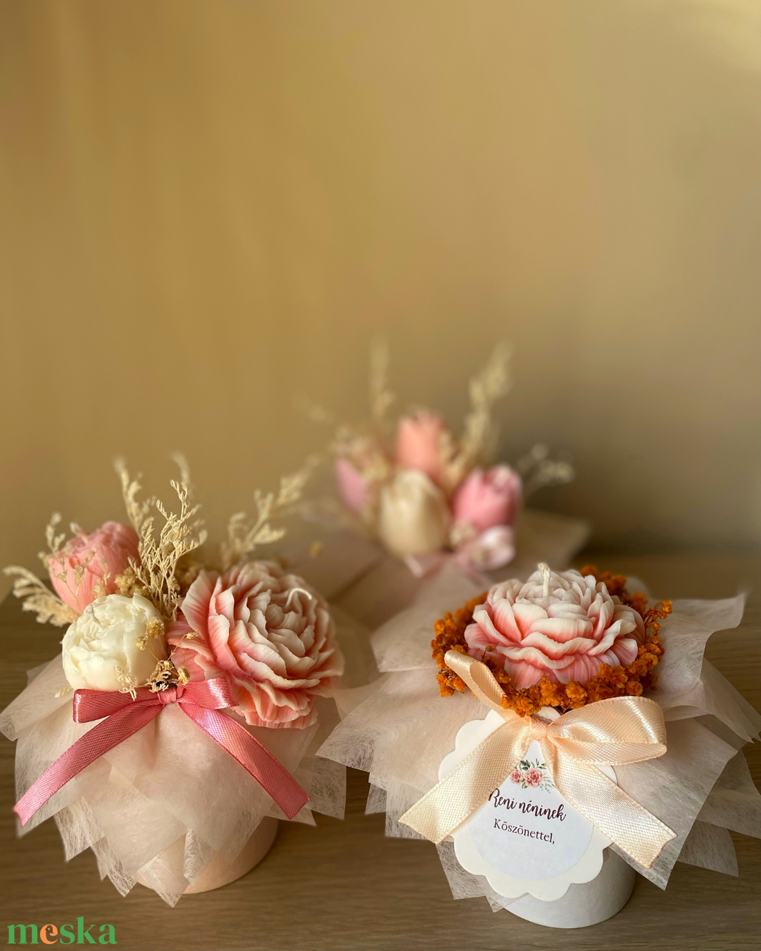 Gyertya virágbox (szójagyertyából) hálaajándék/köszönőajándék - kézműves ajándék - otthon & életmód - gyertya, illat, aroma - gyertya - Meska.hu