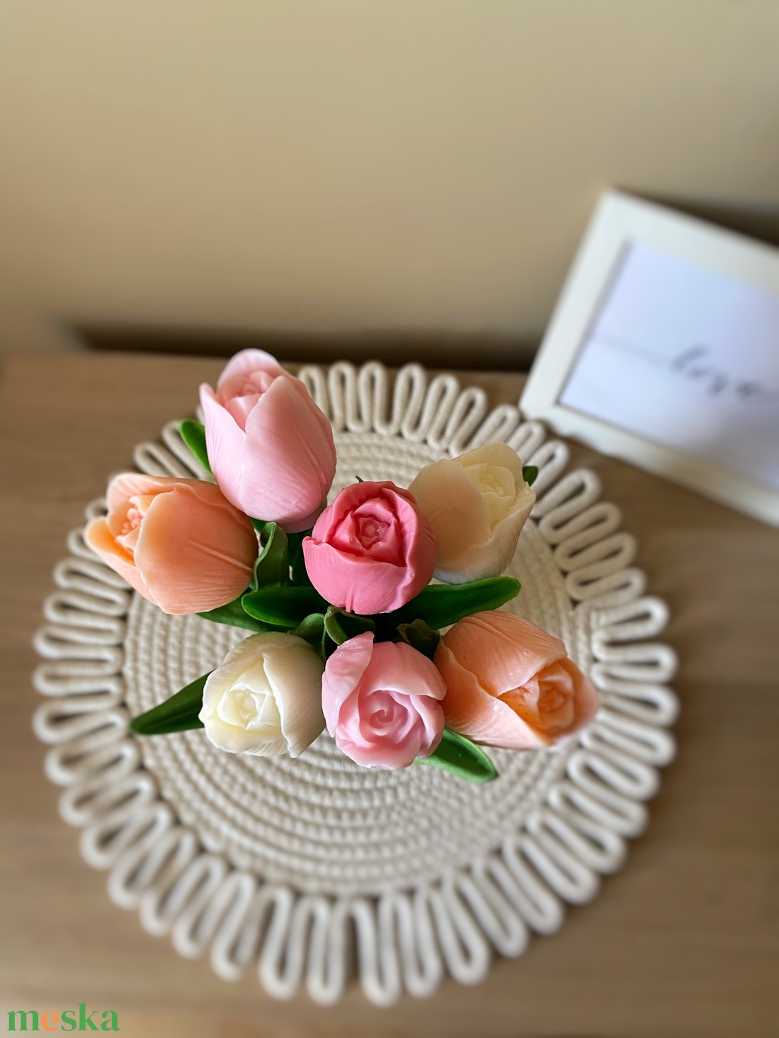 Gyertya tulipán élethű szárral vázában (szójagyertya) - Nőnapra, Anyák napjára vagy más alkalomra - otthon & életmód - gyertya, illat, aroma - gyertya - Meska.hu