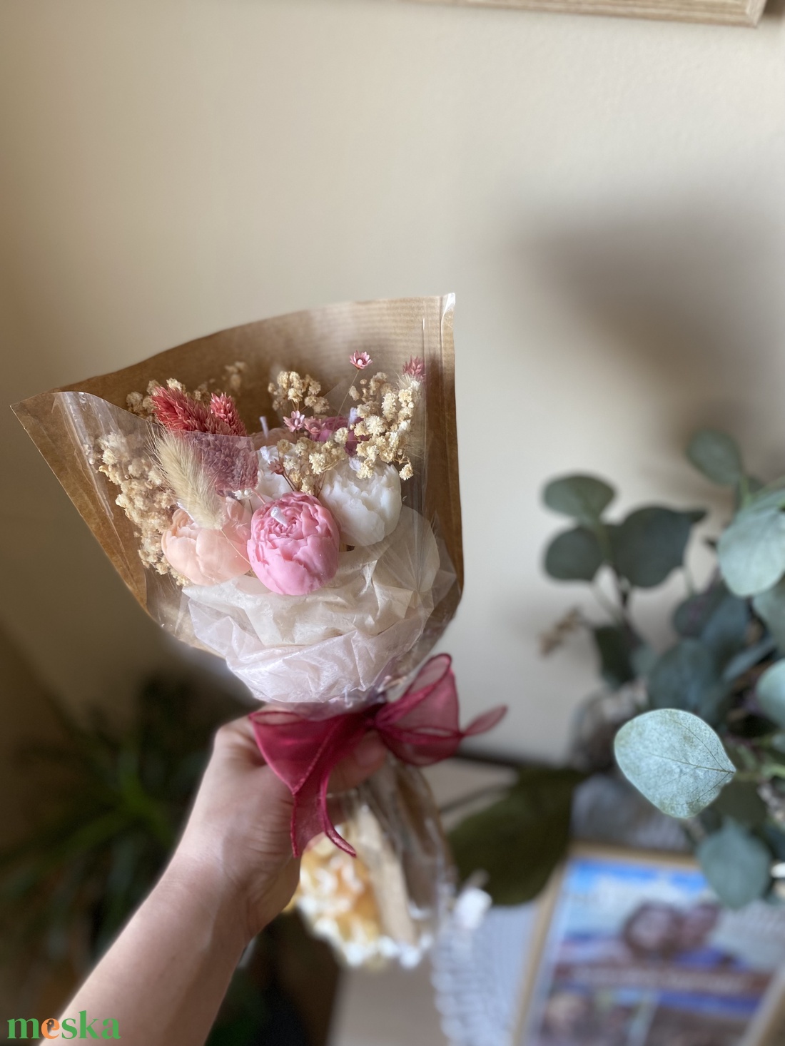 Bazsarózsa csokor illatviasszal (szójaviaszból) - bármilyen alkalomra - otthon & életmód - gyertya, illat, aroma - gyertya - Meska.hu