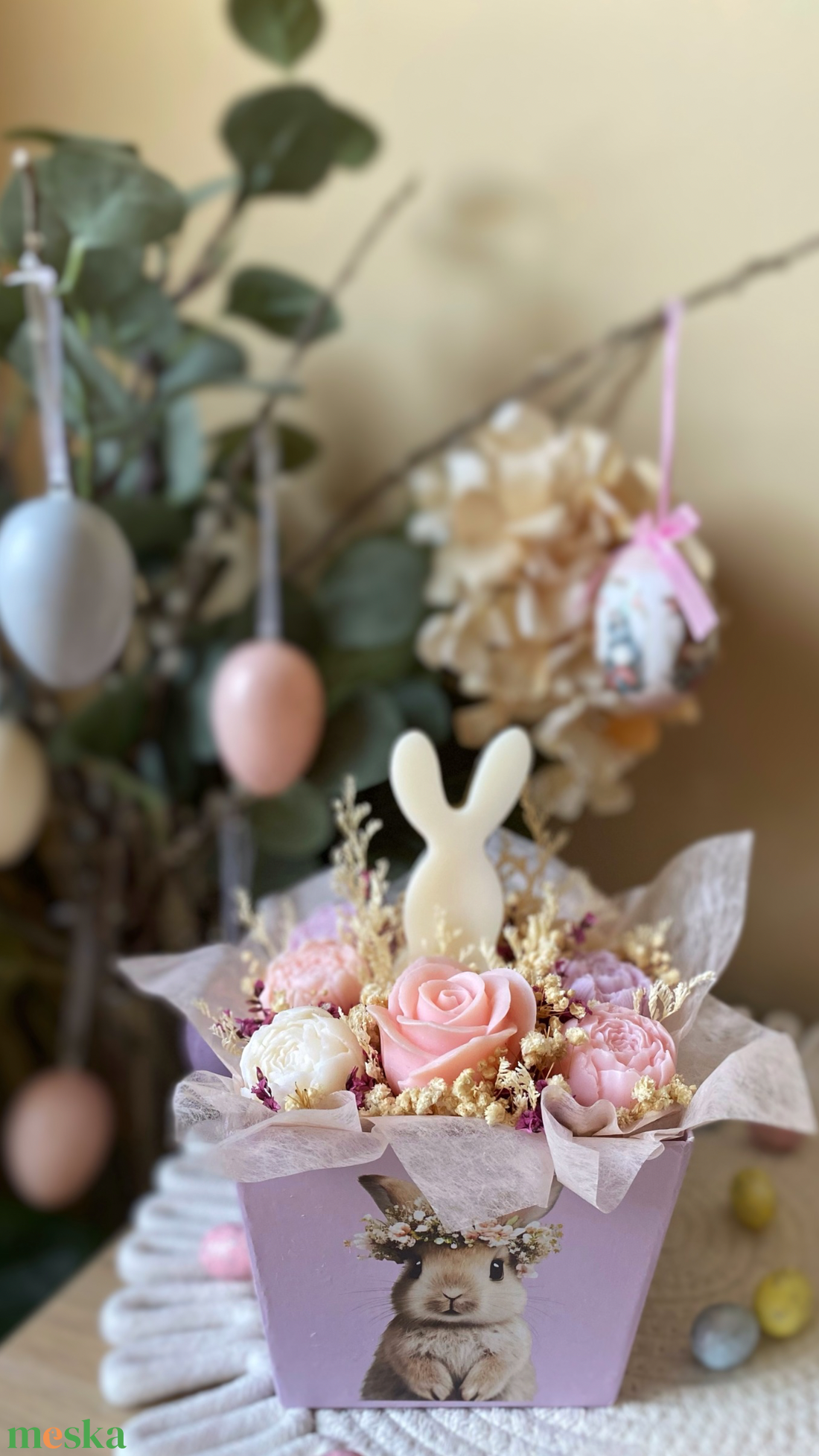 Illatviasz virágbox (szójaviaszból) - húsvéti illatviasz box - illatos dekoratív ajándék - otthon & életmód - gyertya, illat, aroma - gyertya - Meska.hu