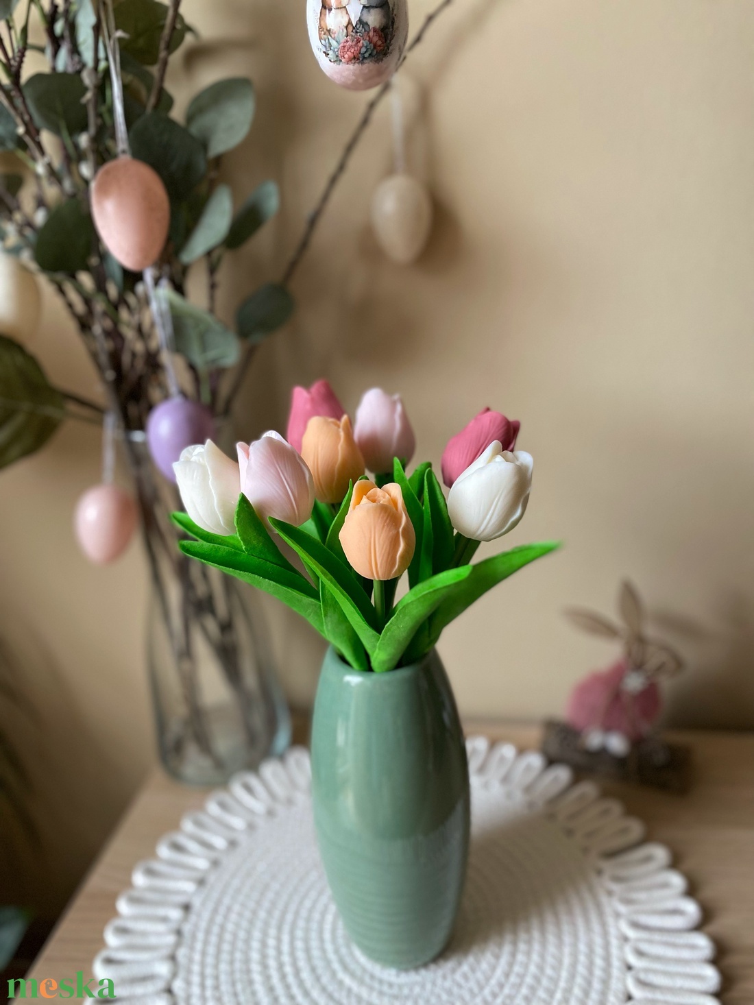 Illatos tulipán illatviasz élethű száron (szójaviaszból) vázával - tökéletes Anyák napi ajándék - otthon & életmód - virágdekoráció - virágdíszek - asztali virágdísz - Meska.hu