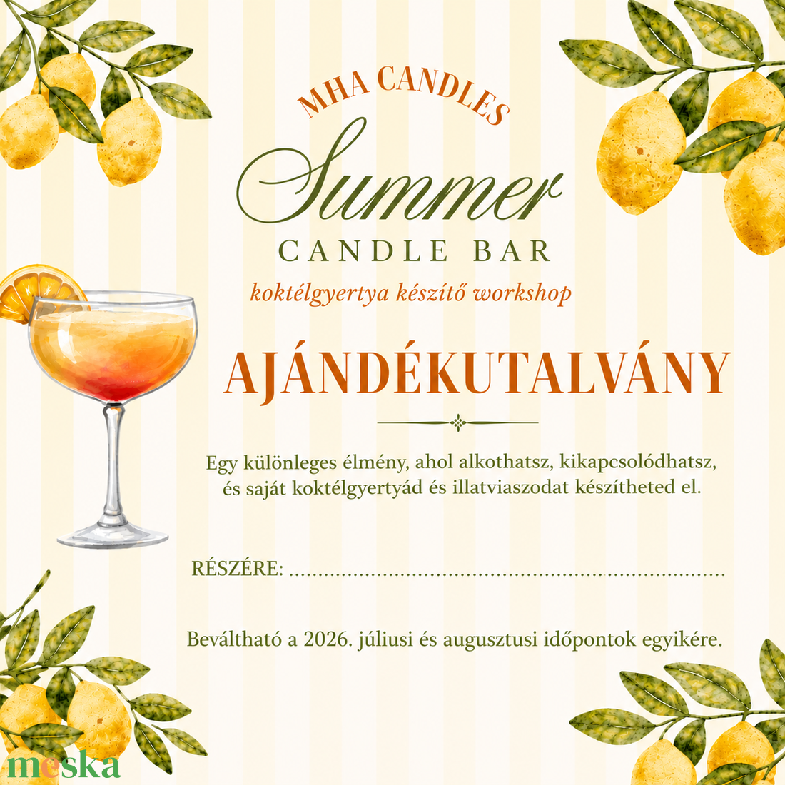 Gyertyakészítő workshop �  Summer Candle Bar � Élményajándék (Ajándékutalvány) - diy (csináld magad) - workshop & tanfolyam - Meska.hu