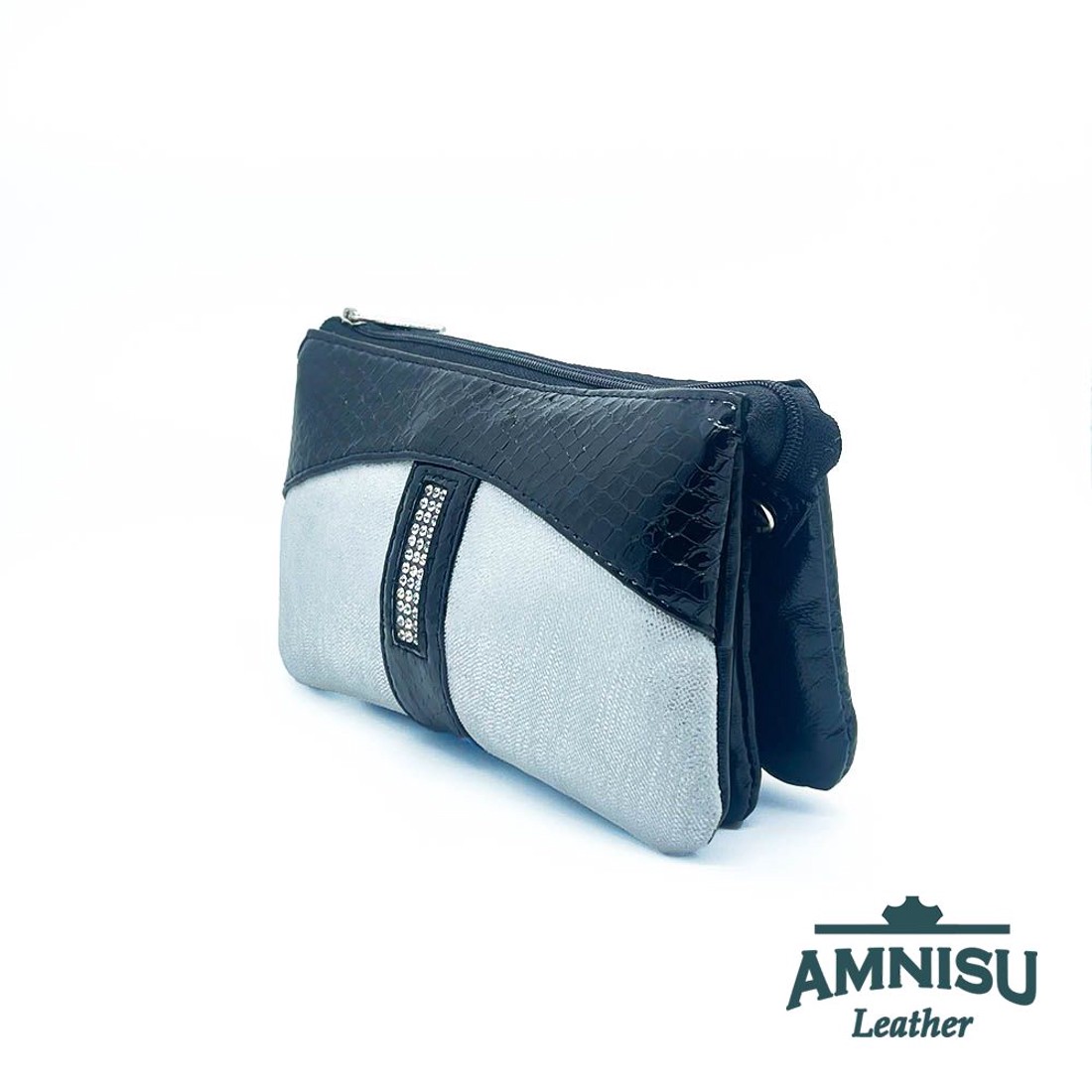 Fekete lakk kígyómintás - ezüst mintás egyenes kristály köves női pénztárca G8023 - táska & tok - pénztárca & más tok - pénztárca - női pénztárca - Meska.hu